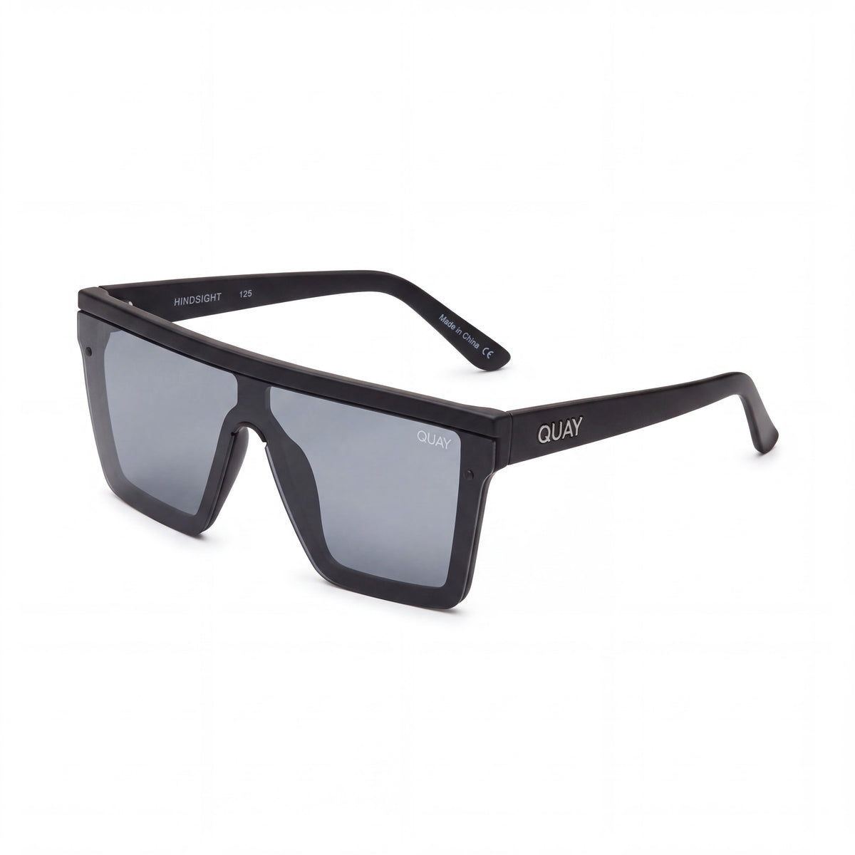 QUAY AUSTRALIA Hindsight Women's Black Smoke Flat Top Shield UV Protection Sunglasses 11mm Bridge 125mm Temple, Photo 1