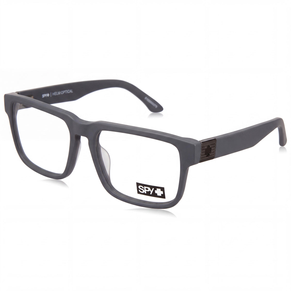 Montura óptica unisex Spy Helm Optical 54 con armazón de acetato gris mate, lente transparente, 54 mm, Photo 1