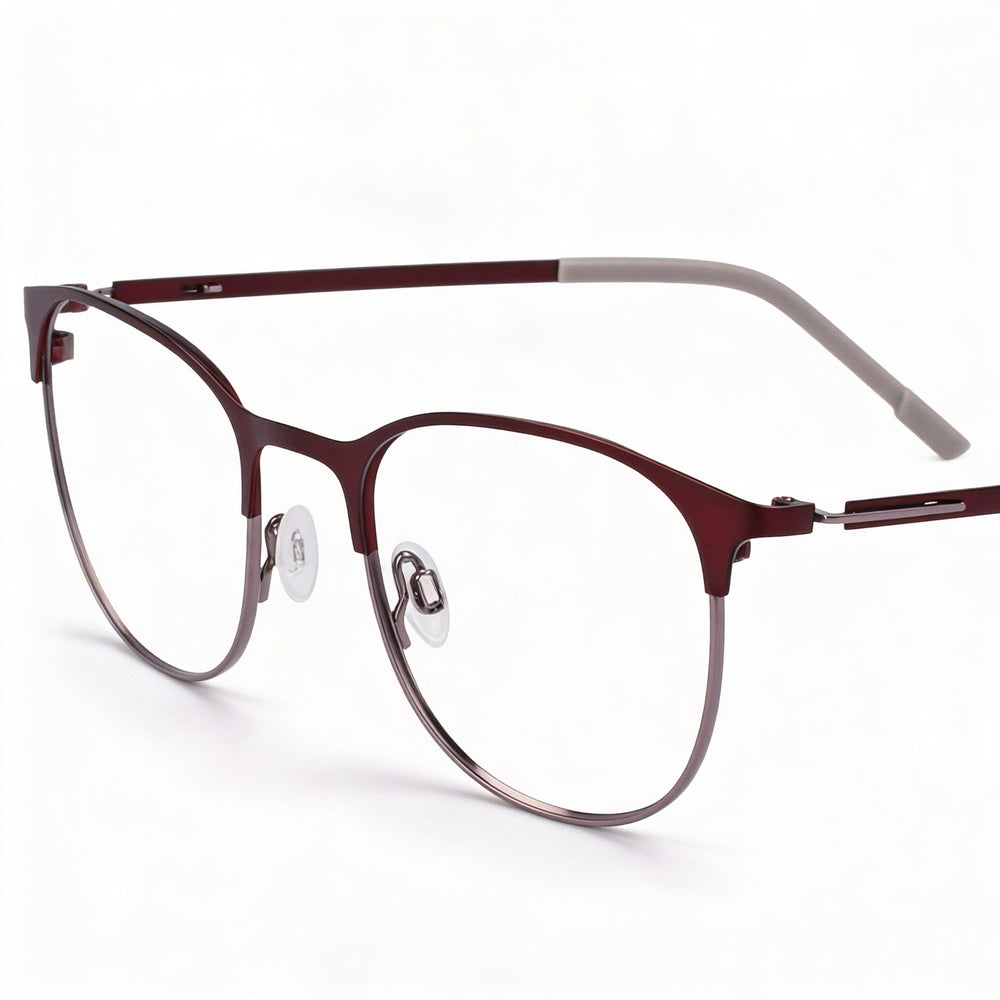 Gafas Flexon E1142 unisex, montura de metal, lentes ciruela medianoche mate, 51 mm de calibre, 20 mm de puente, 145 mm de patillas