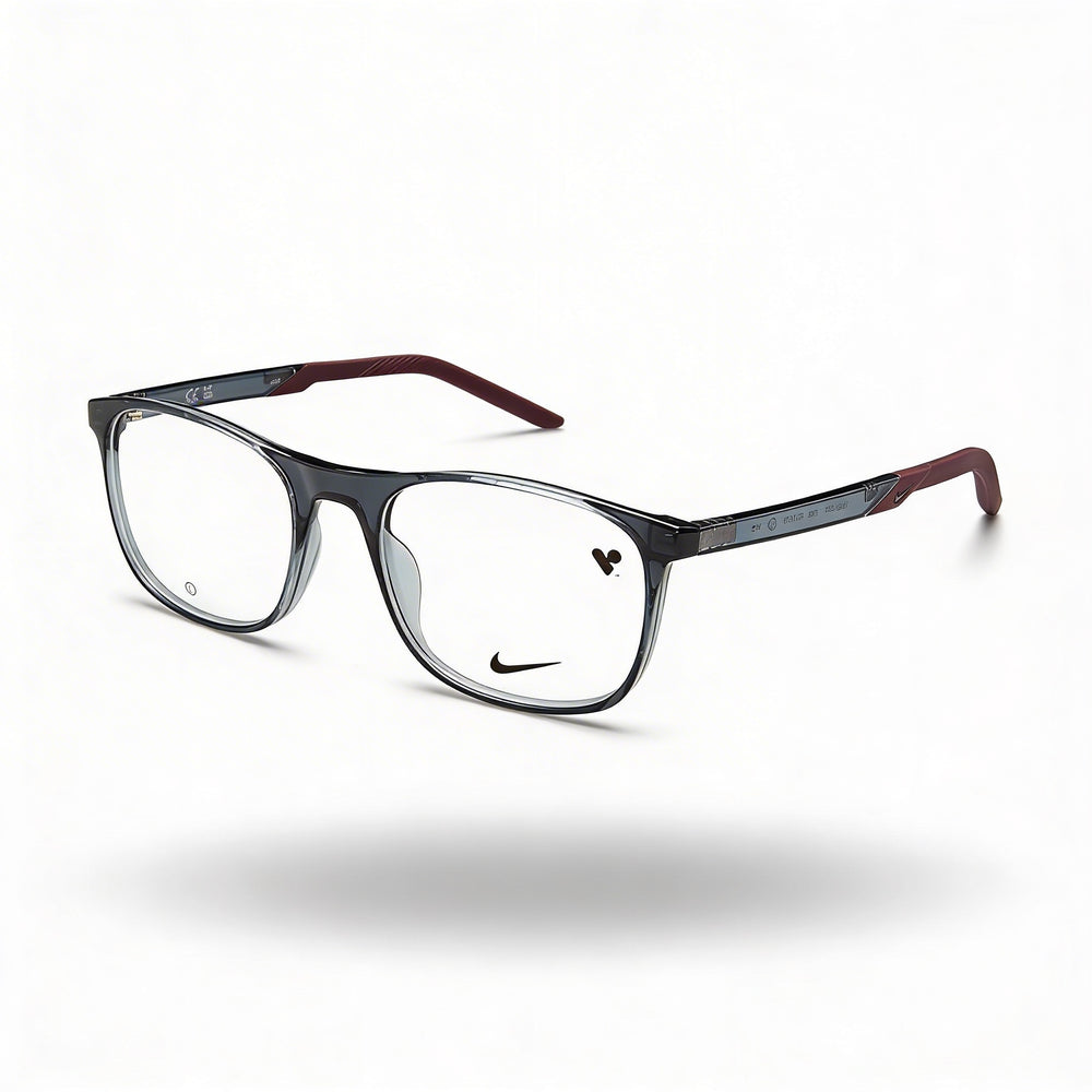 Nike Modern Unisex Optical Eyeglasses with Dark Grey Alloy Steel Frame, Frame Size 52-18-145 millimeter
