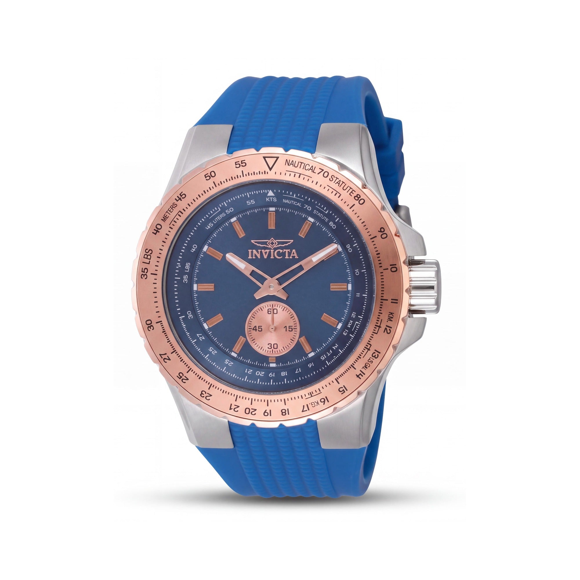 Invicta Aviator 49309 Men's Quartz Wrist Watch, 50mm Stainless Steel Case, Blue Dial, Silicone Strap, Photo 1