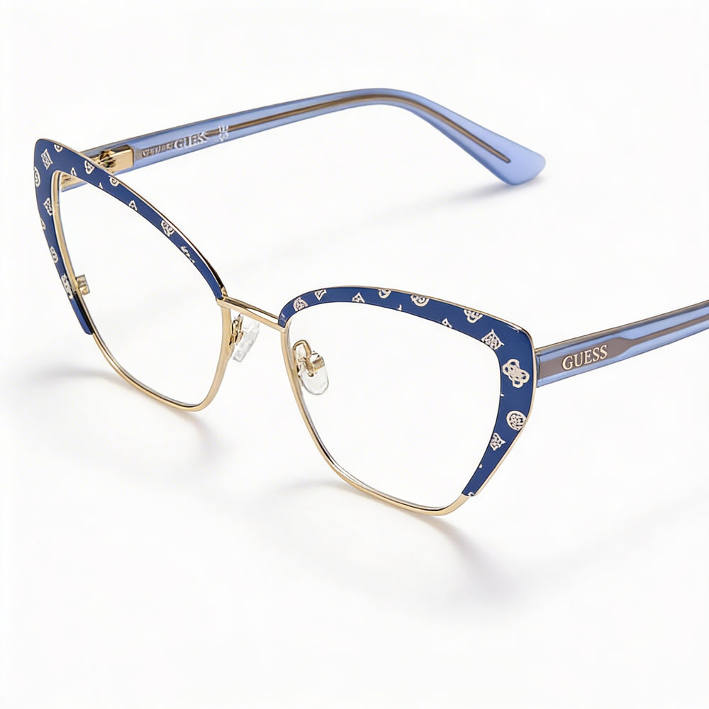 Guess Women's eyewear featuring a Metal Matte Blue Frame and Composite Multicoloured Lenses, sized 2-16-145