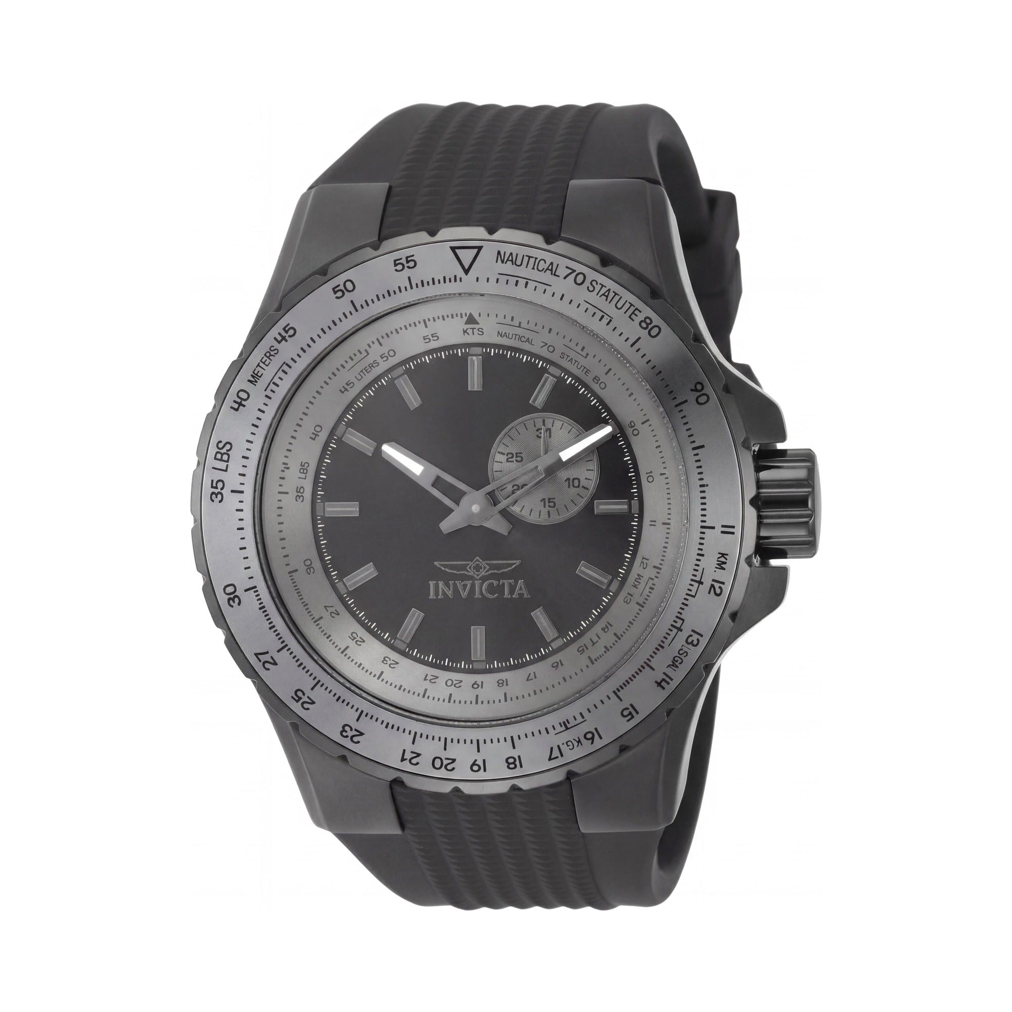 Invicta Aviator 49728 Men's Quartz Watch with 50mm Stainless Steel Case, Black Dial & Silicone Strap, Photo 1