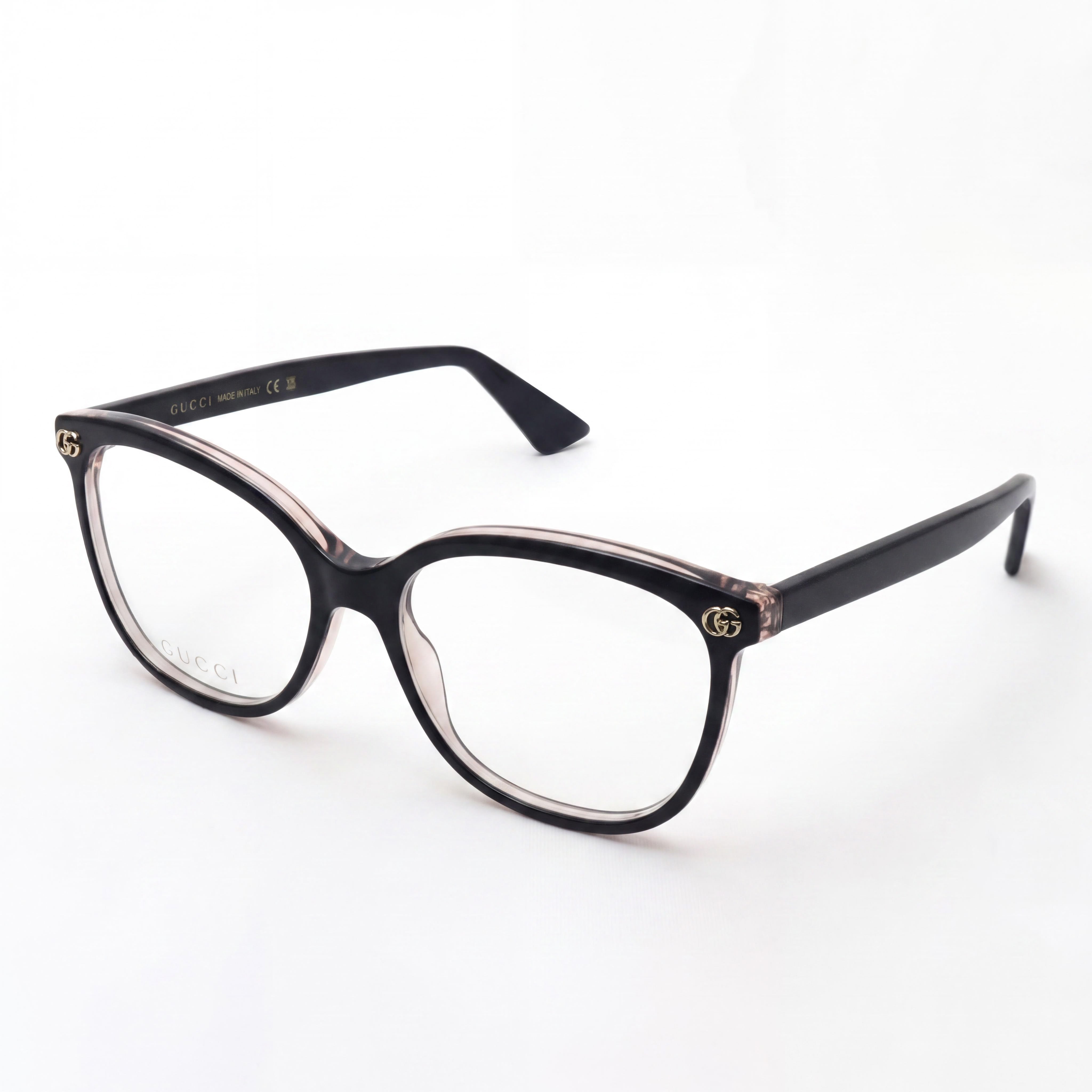 Gucci Women's Circular Cat-Eye Black Transparent Tortoise Optical Frames, Ready for Prescription Lenses, Photo 1