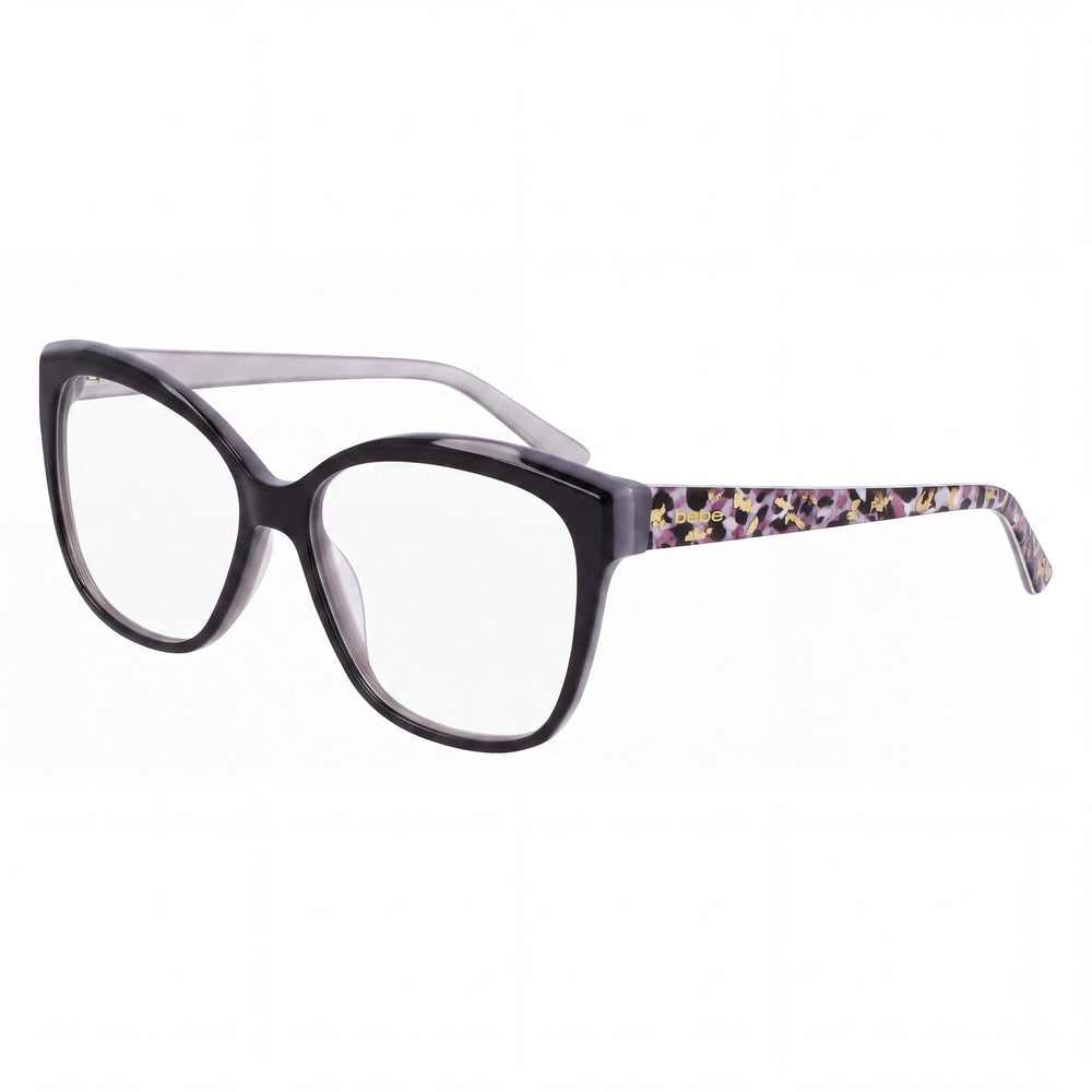 bebe Bb5214 Men's Metal Frame Eyewear with Polycarbonate Clear Lenses, Jet Black, 54mm
