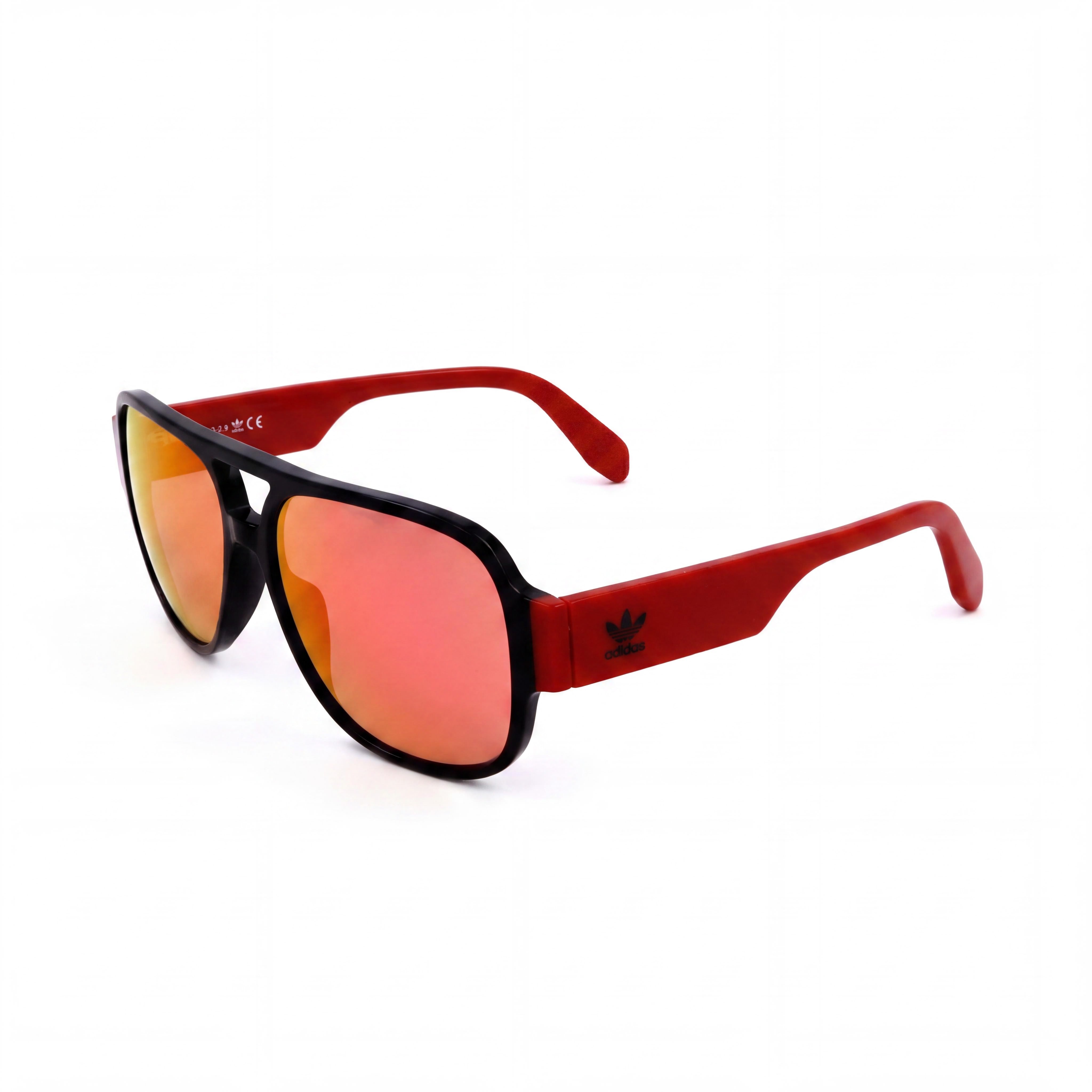 adidas Originals Classic Men's Acetate Shiny Black Sunglasses 57mm, Bordeaux Mirror, UV Protection, Photo 1