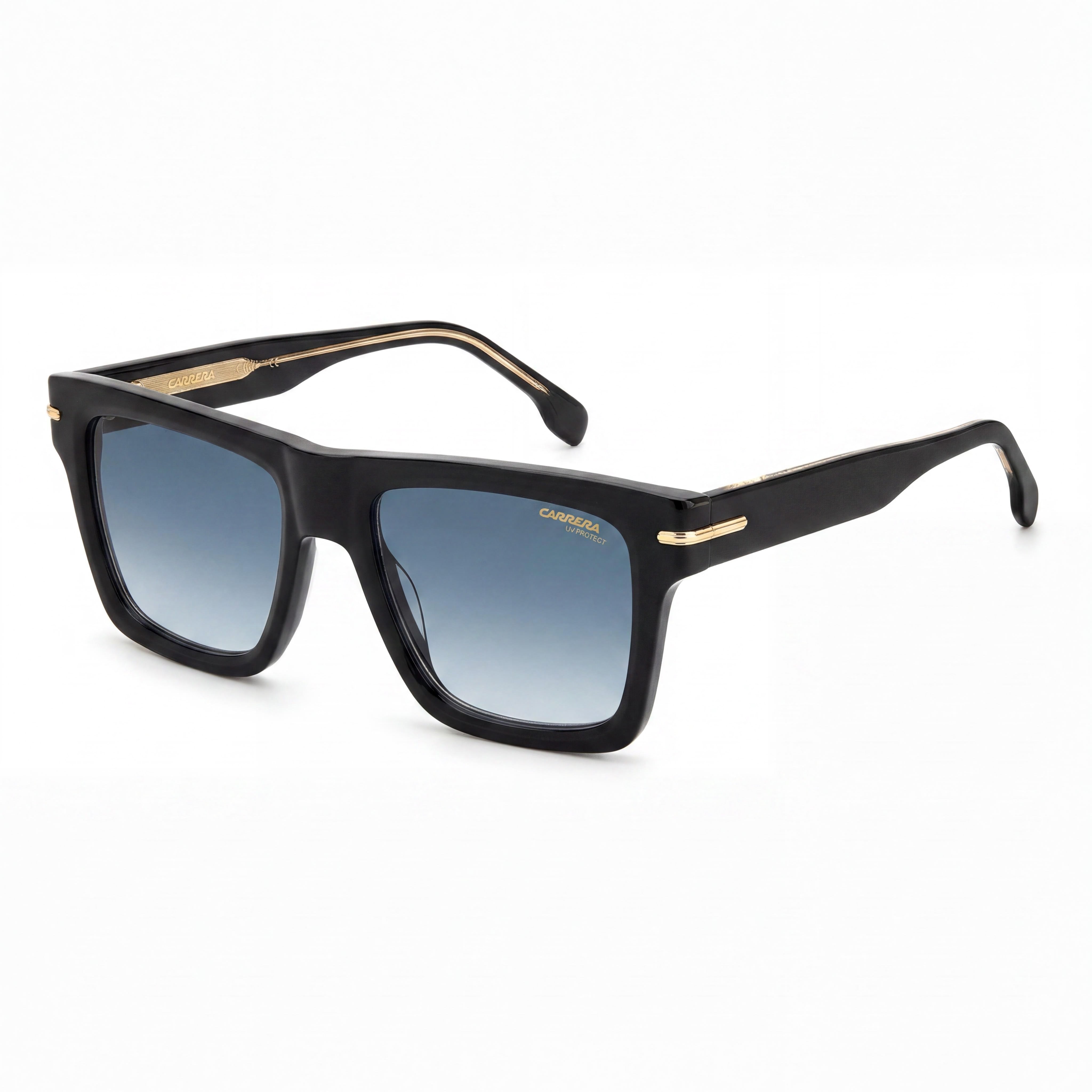 Gafas de sol Carrera 305/S Unisex de acetato negro a rayas, lente azul degradado sin polarizar de 54 mm, Photo 1
