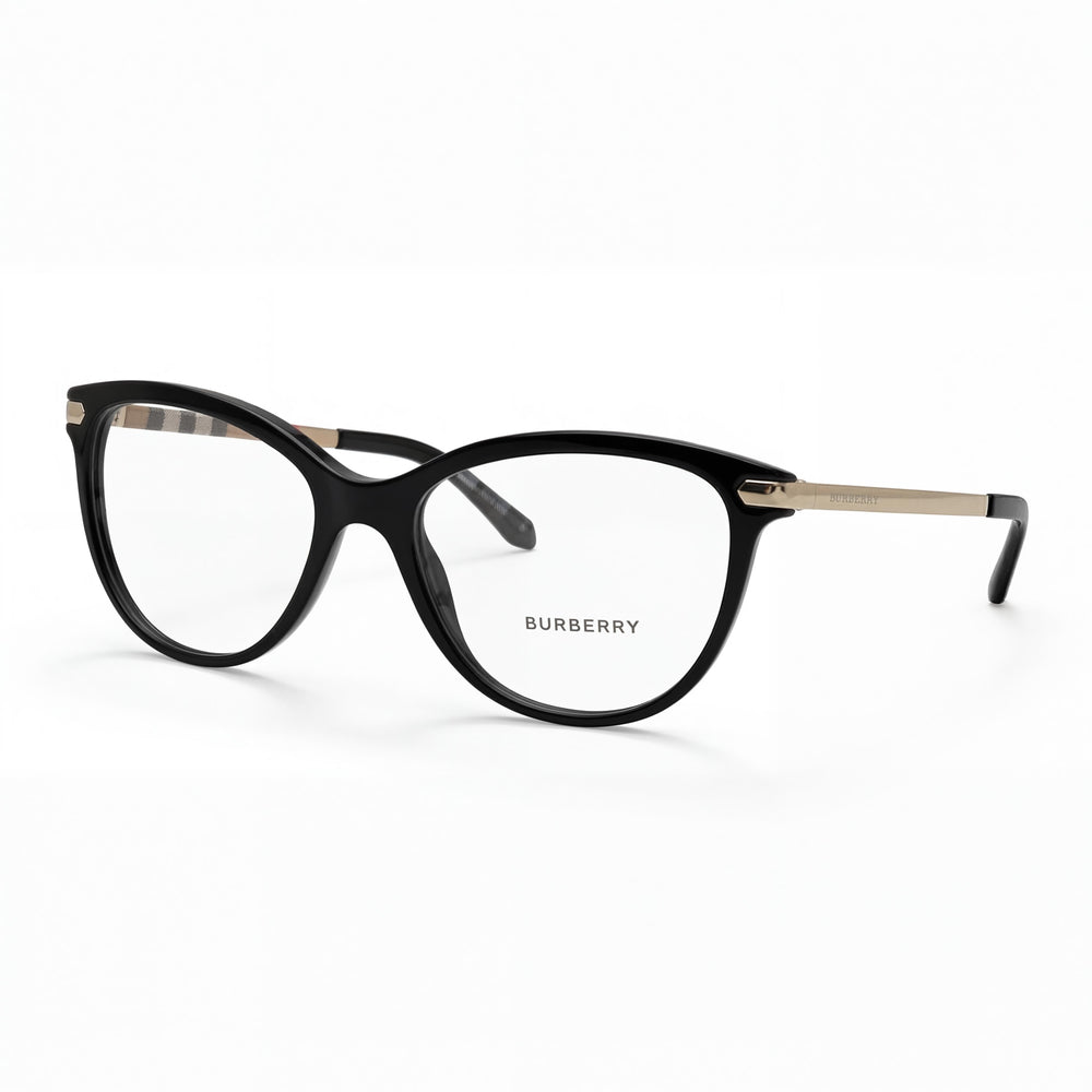 BURBERRY Classic Unisex Montura de Gafas Ópticas de Acetato Negro con Cristales de Demostración sin Graduación 54-16-140