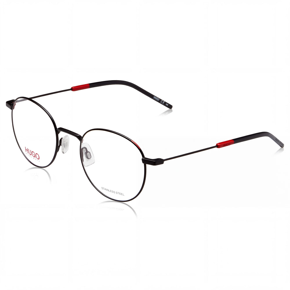 BOSS Gafas de sol modernas unisex con armazón de metal, color negro mate, lentes de policarbonato rojas no polarizadas de 51 mm
