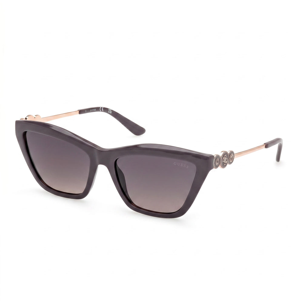 GUESS Cat-eye Signature Plastic Sunglasses, Multicolour Frame, Gradient Smoke Lenses, Unisex, UV Protection, 56mm
