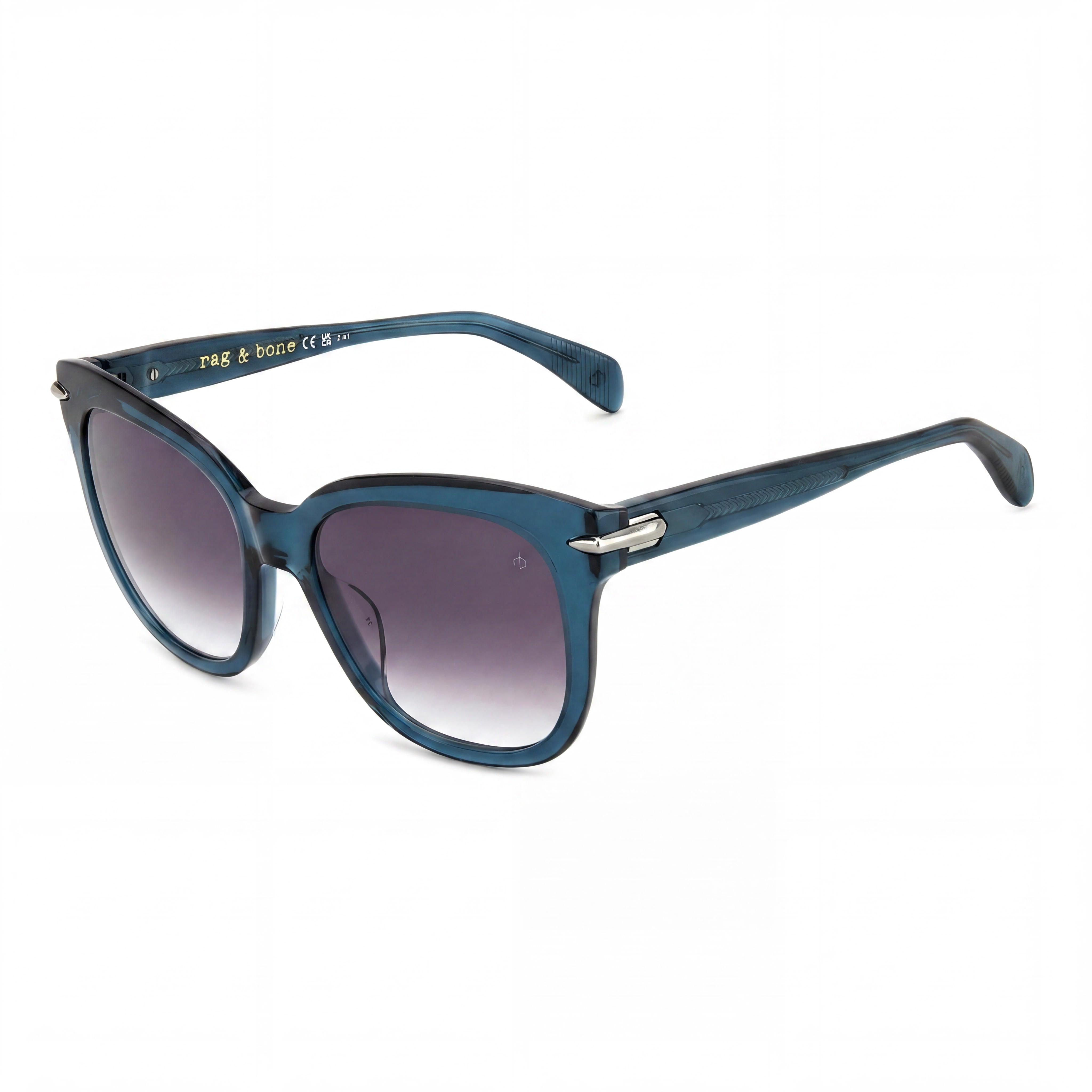 Gafas de sol informales Rag & Bone para mujer con montura de acetato verde y lentes de policarbonato gris de doble capa 55-18-145, Photo 1