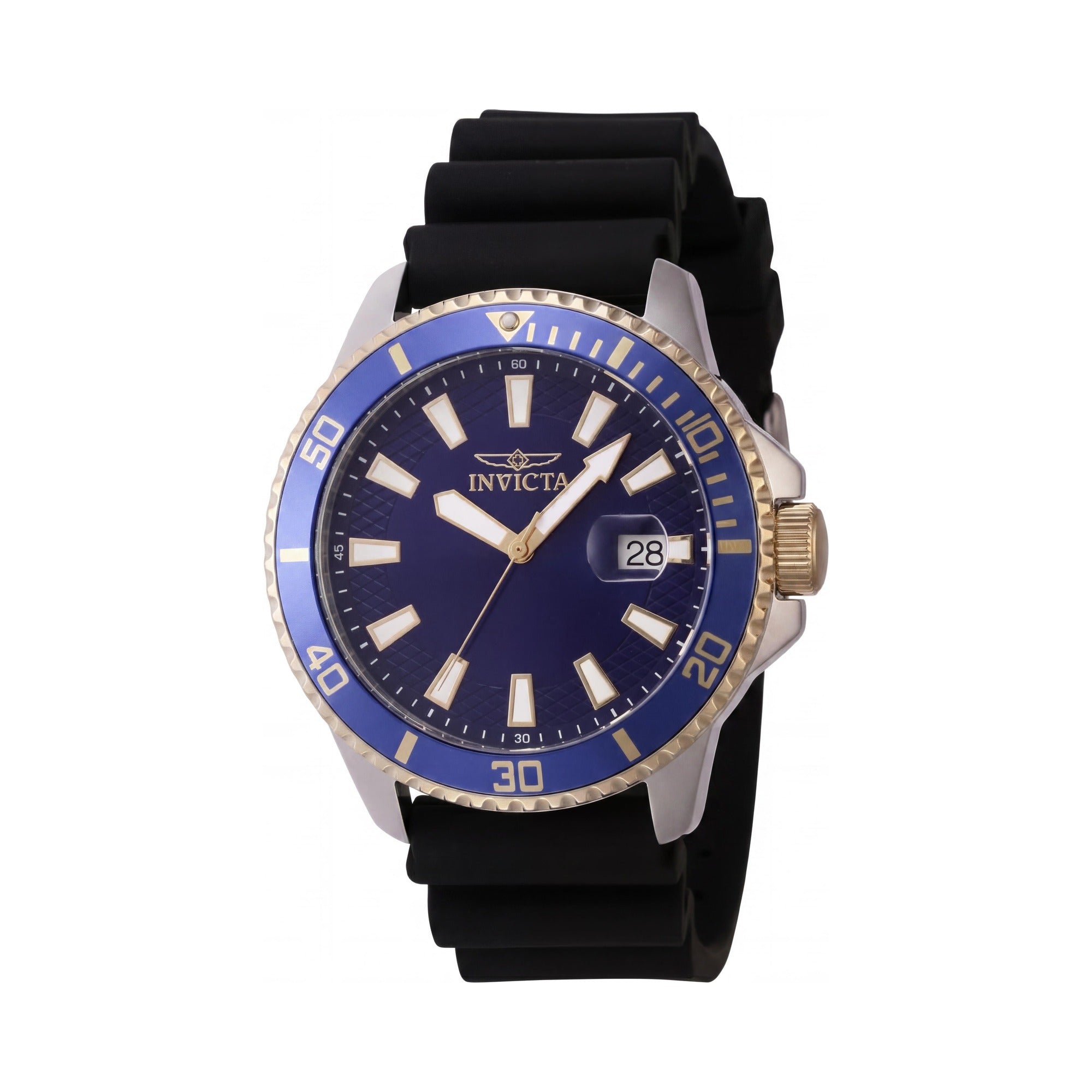 Reloj Invicta Pro Diver 46133 para hombre, de cuarzo, 45 mm, acero inoxidable plateado, esfera azul, correa de silicona, resistencia al agua de 50 m., Photo 1