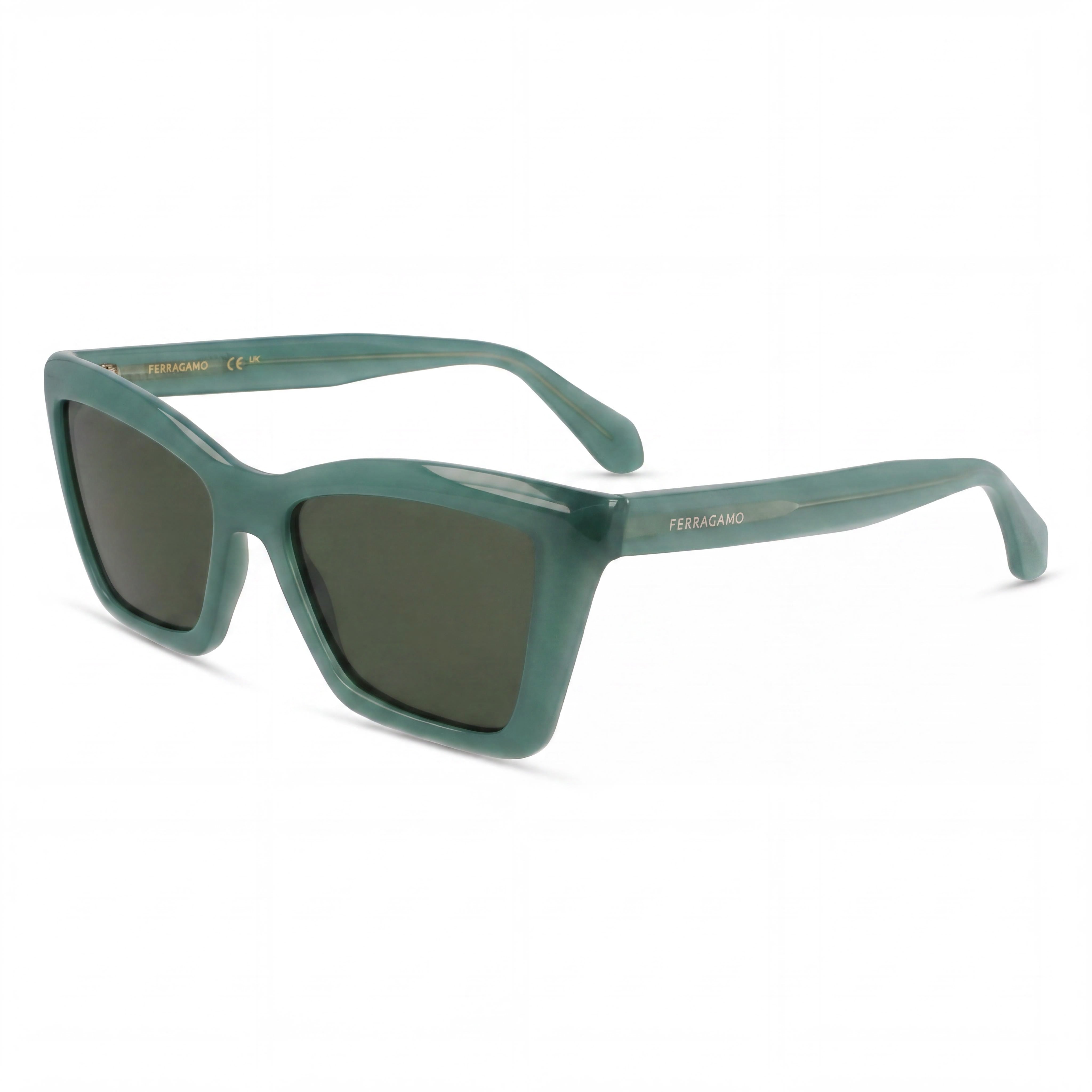 Ferragamo Sf2039se Unisex Opaline Green Acetate Solid Green Sunglasses 53/17/145, Photo 1