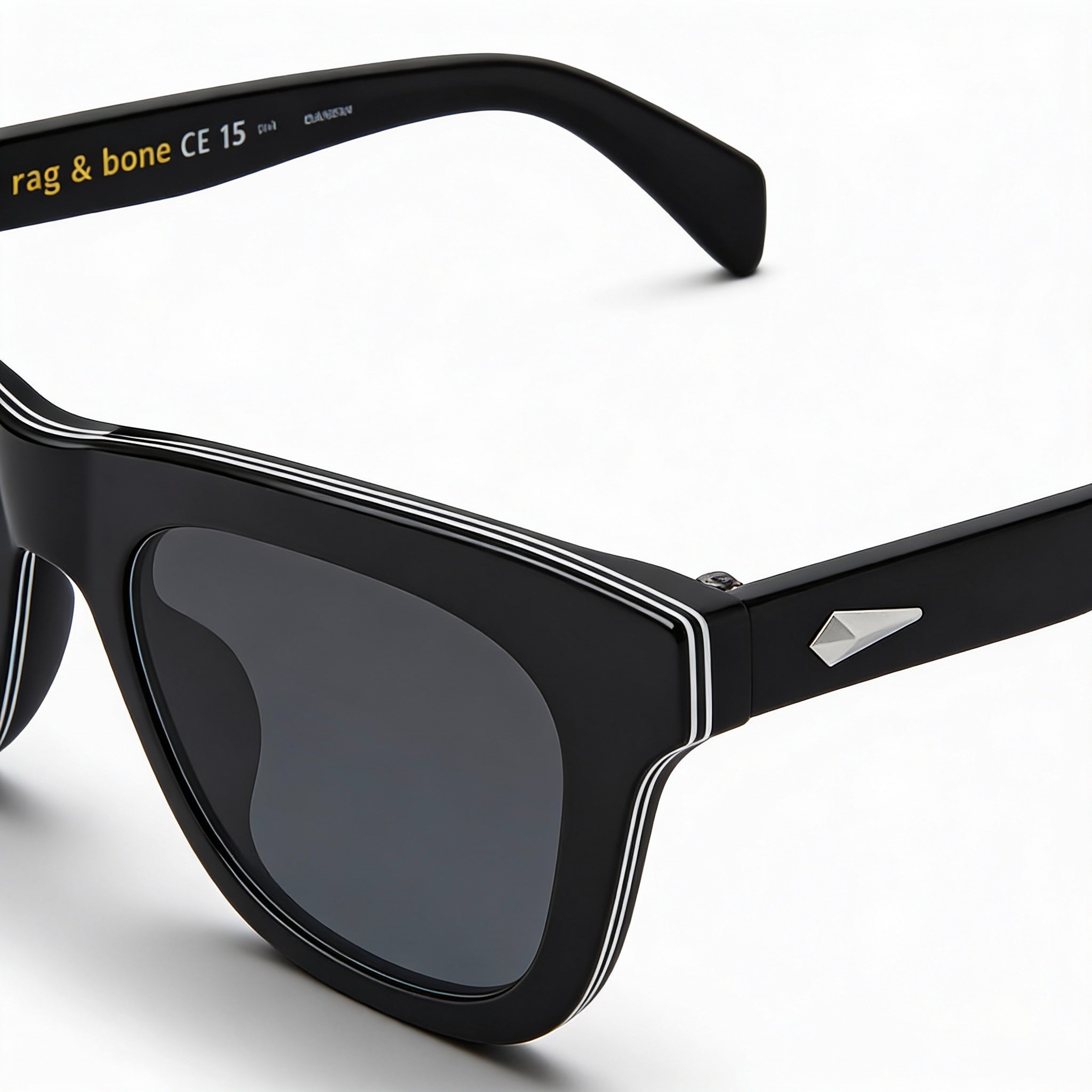 Gafas de sol unisex Rag & Bone, estilo casual, con montura de aceite ecológico negro, de policarbonato gris, no polarizadas, 52-19-145, Photo 2