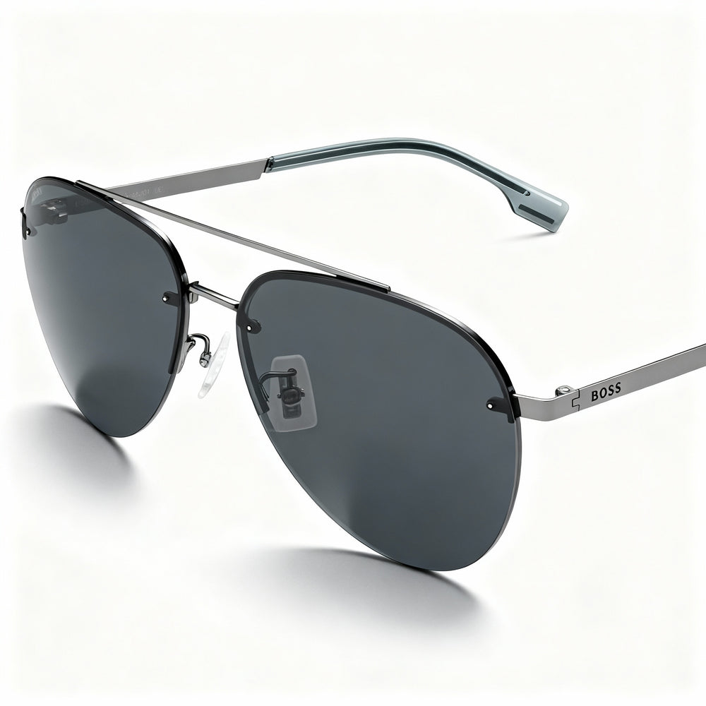 Gafas de sol unisex Hugo Boss Modern con montura metálica, color rutenio, 62-15-145 mm, lentes de policarbonato con protección UV