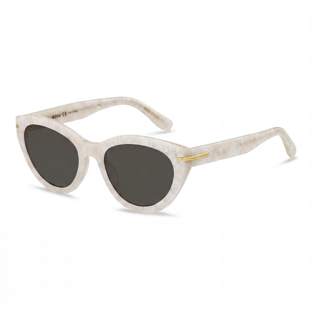 Hugo Boss BOSS 1779/S Gafas de sol clásicas de acetato para mujer, montura blanca perlada/gris, lentes grises, protección UV 100%, 55 mm, Photo 1