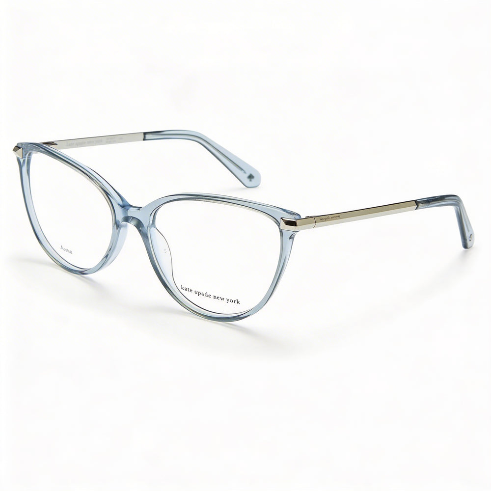 Gafas Kate Spade New York Modern Cat Eye de acetato azul transparente para mujer, montura completa, 54-16-140