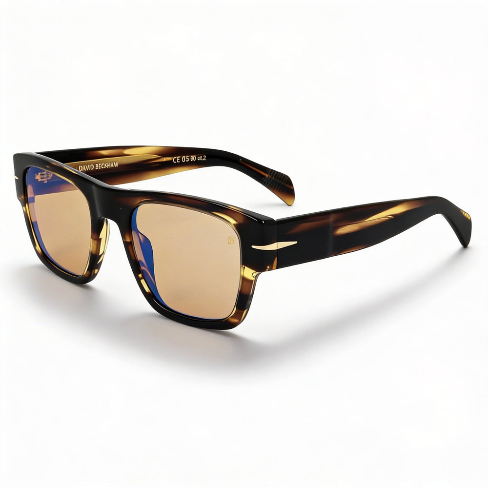 David Beckham Db 7000/S Bold Men's Rectangular Striped Brown Gold Acetate UV Protection Sunglasses 52mm