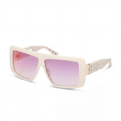 GUESS Classic Women's White Injected Shield Shape Gradient Violet Glass Non-Polarized Sunglasses 60mm