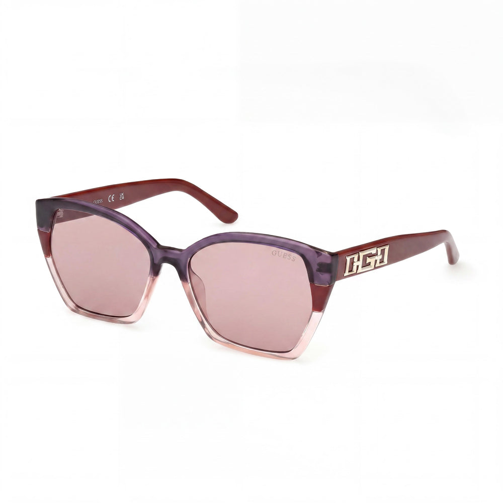 GUESS Women's 100% UV Protective Composite Frame Sunglasses Burgundy Multicoloured Violet Polycarbonate 55mm