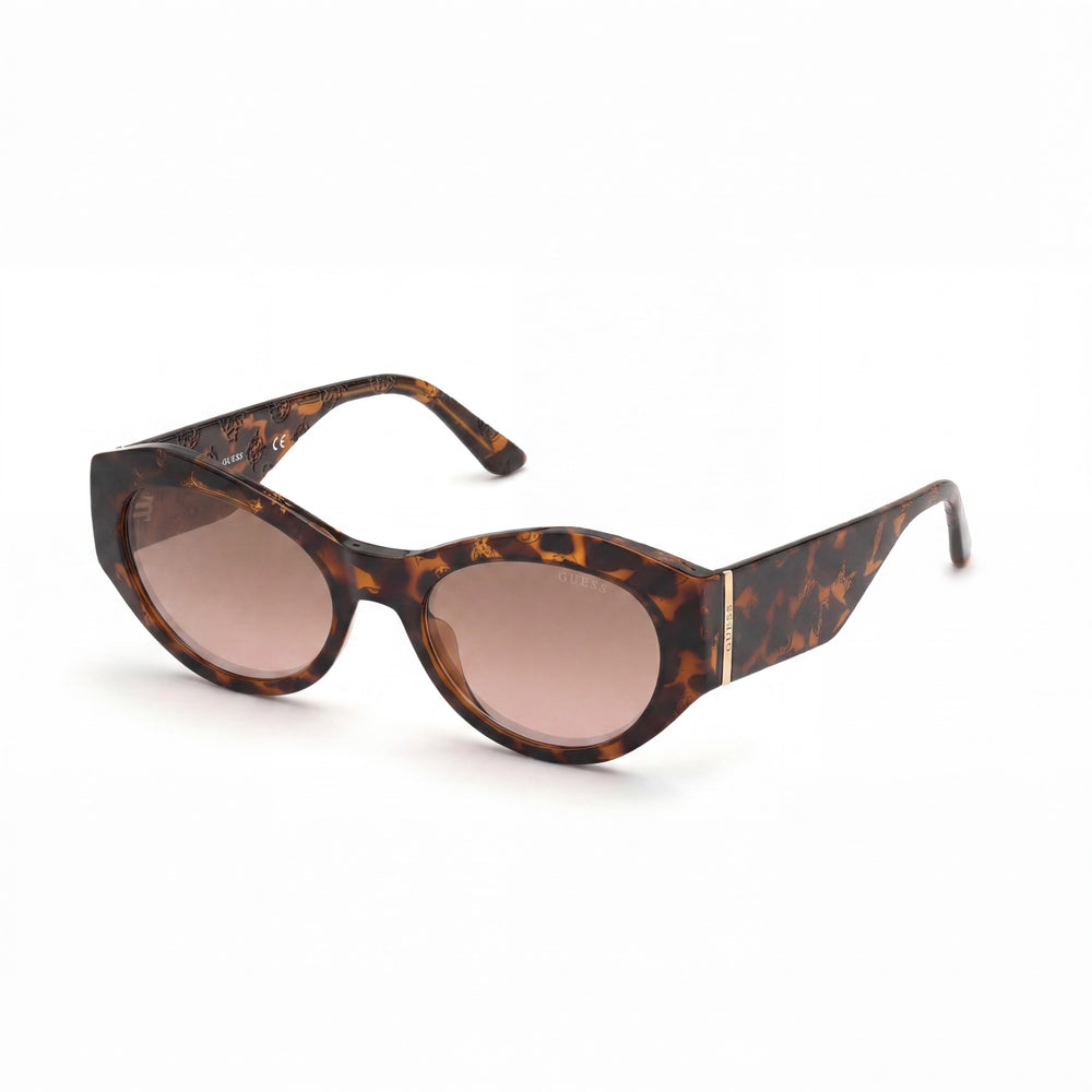 Gafas de sol Guess GU772852G52 ovaladas para mujer, Habana oscura, degradado marrón, de plástico, con espejo marrón, sin polarizar, protección UV, 52 mm