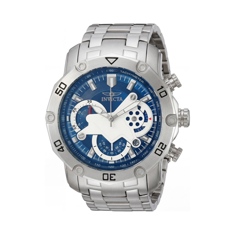 Invicta Diver 22764 Cronógrafo de cuarzo para hombre, acero inoxidable plateado, esfera azul, cristal Flame Fusion, reloj de 49 mm