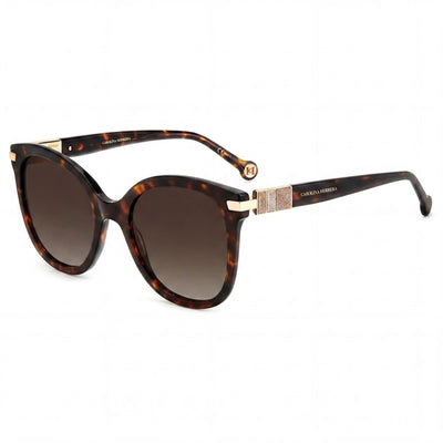 Gafas de sol Carolina Herrera casual de acetato para mujer con montura Habana y lentes de policarbonato marrón degradado con protección UV de 55 mm