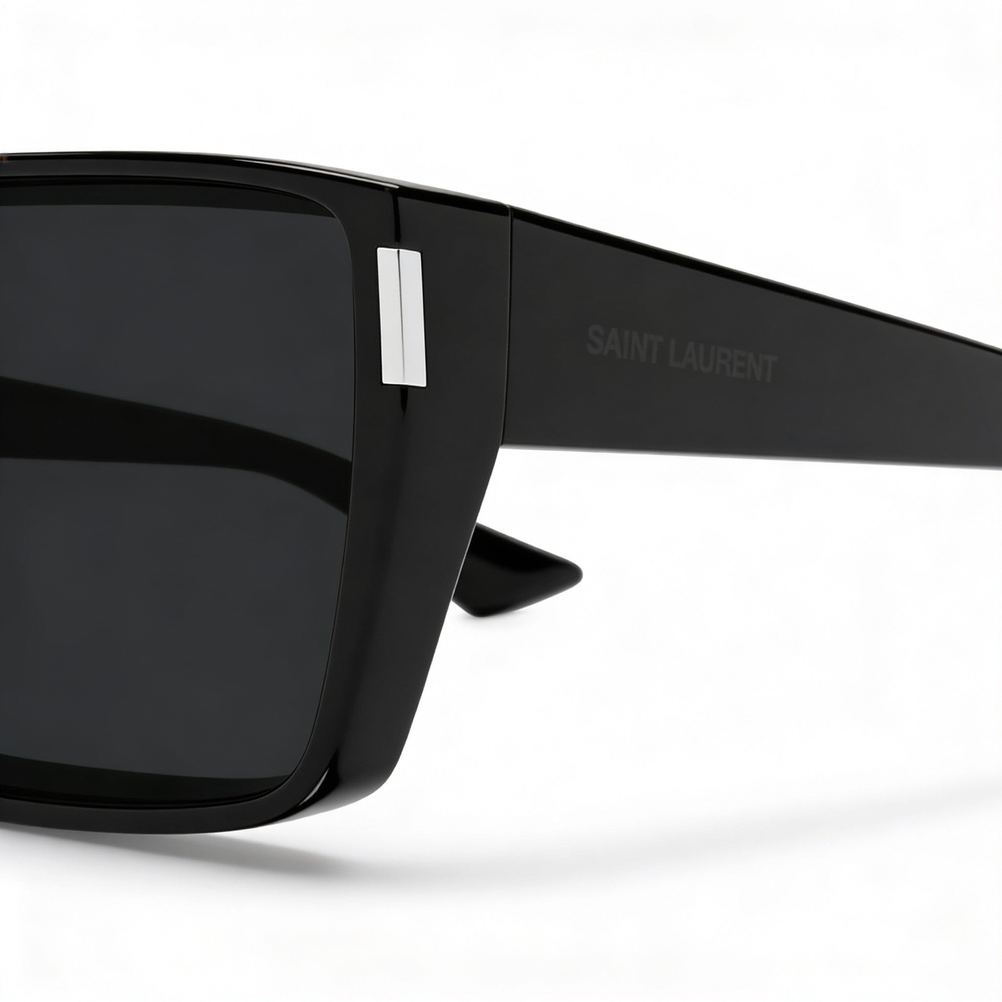 Yves Saint Laurent SL 757 001 Unisex Black Acetate Rectangular Non-Polarized 100% UV Dark Grey Sunglasses 64mm, Photo 2
