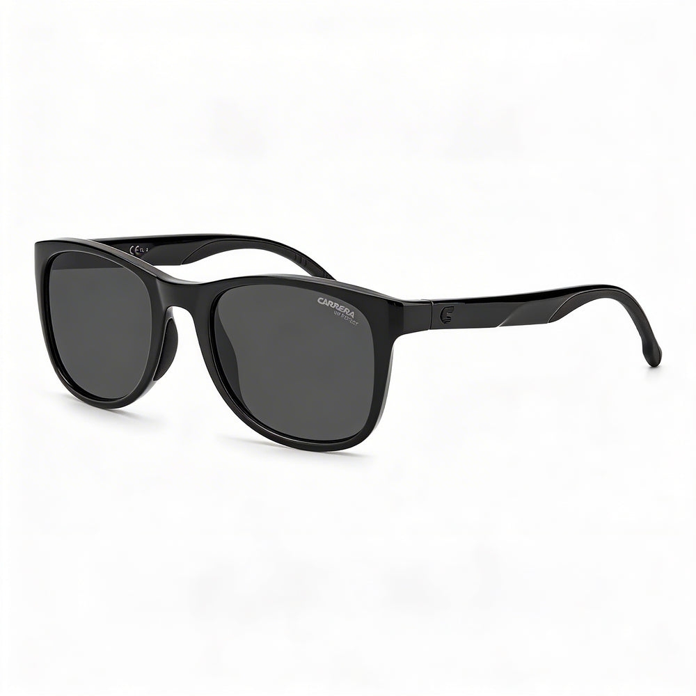Carrera 8054/S Unisex Sunglasses featuring Black Polyamide Frame and Black Polycarbonate Lenses - Size 52-21-145mm