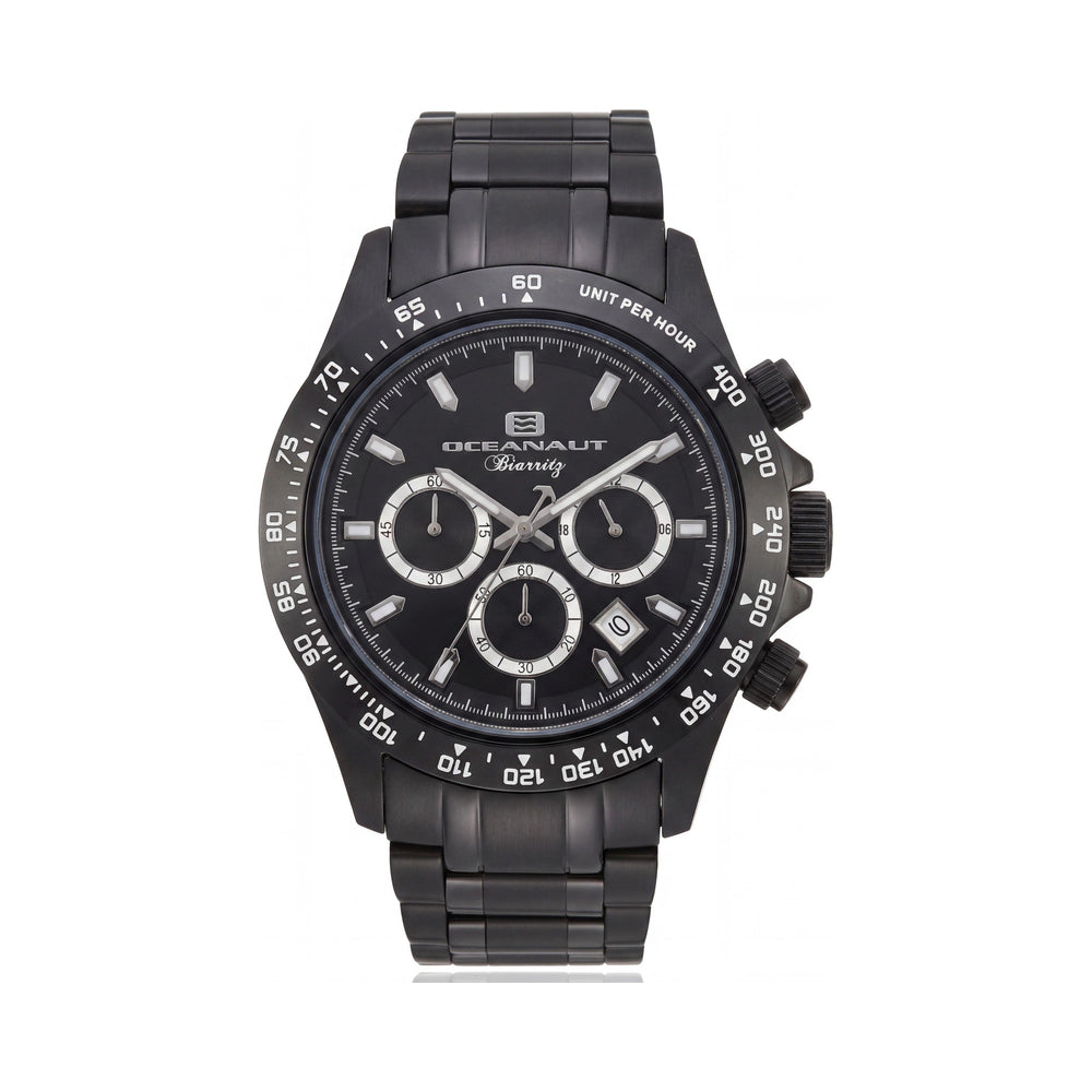 Reloj para hombre Oceanaut OC6113 Biarritz con cronógrafo, bisel de cerámica, plateado y azul, 44 mm