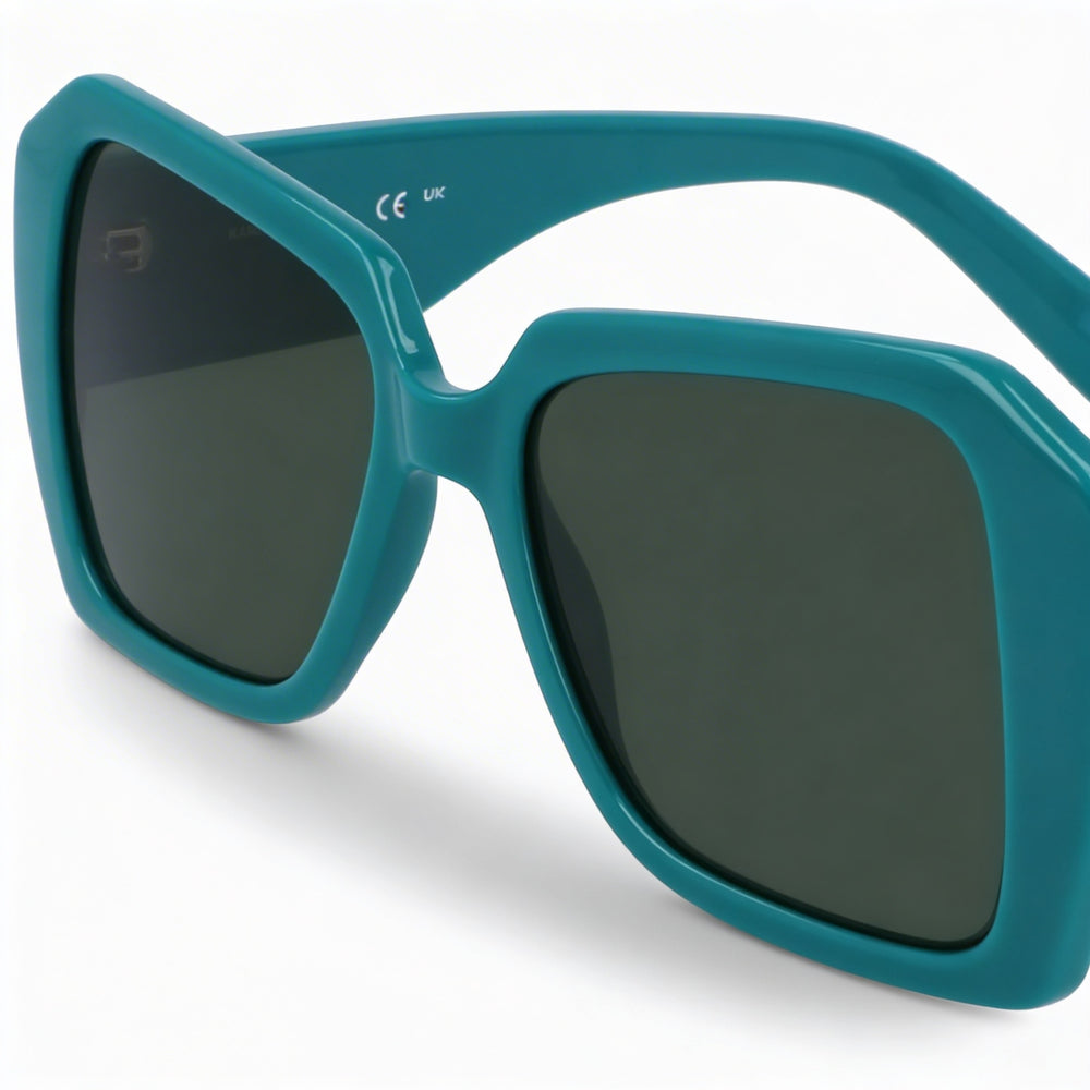 Gafas de sol cuadradas inyectadas KARL LAGERFELD KL6140S para mujer, montura gris metalizada con lentes verdes con protección UV, talla 53