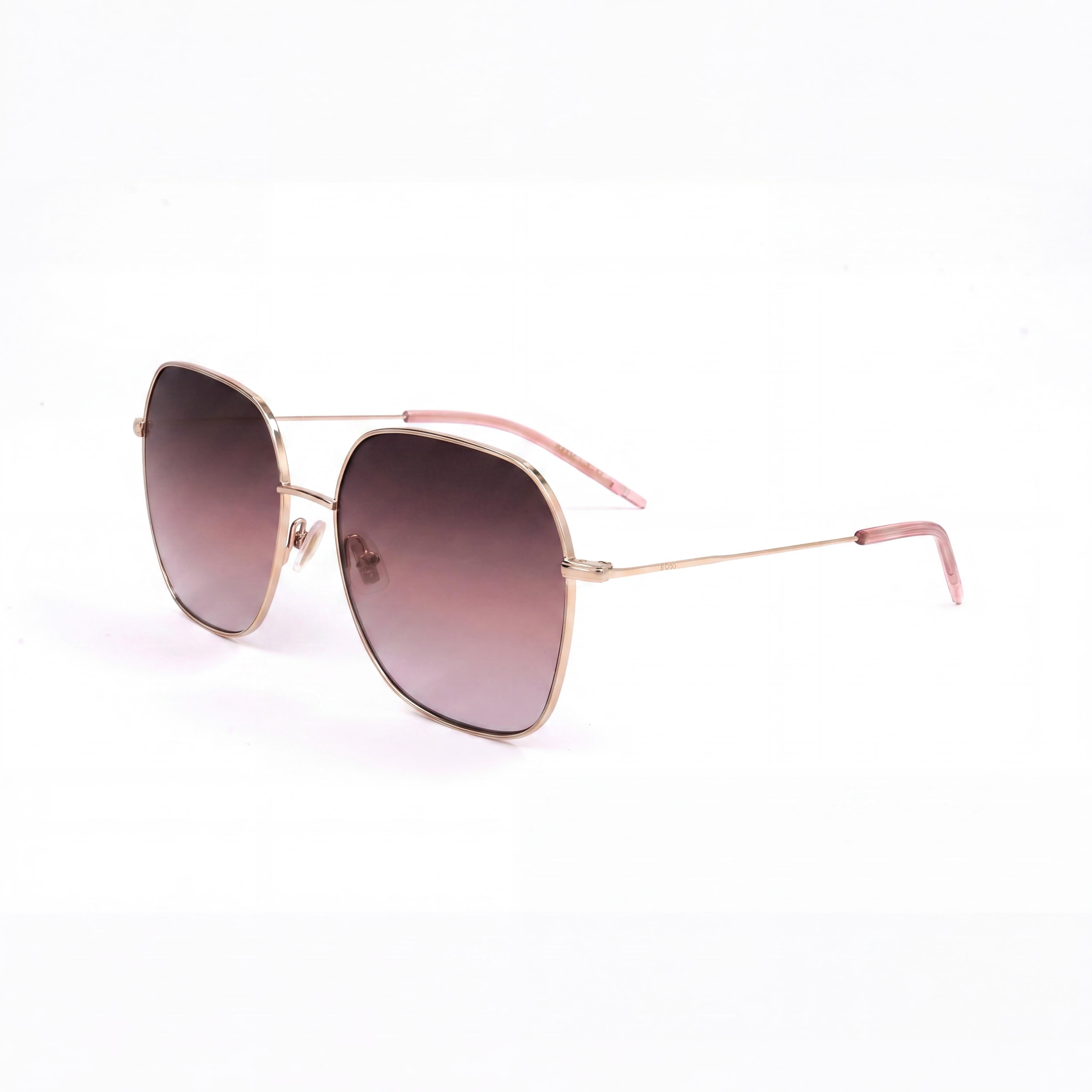 Gafas de sol unisex casuales Hugo Boss de oro rosa y acero inoxidable con cristales degradados no polarizados UV 400 en rosa sombreado, 58 mm, Photo 1
