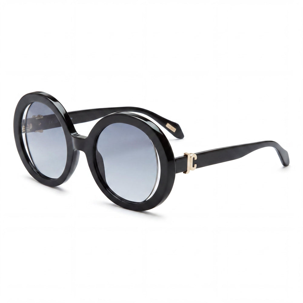 Gafas de sol Just Cavalli casuales para mujer, negras brillantes, con gradiente de humo, protección UV, 51 mm
