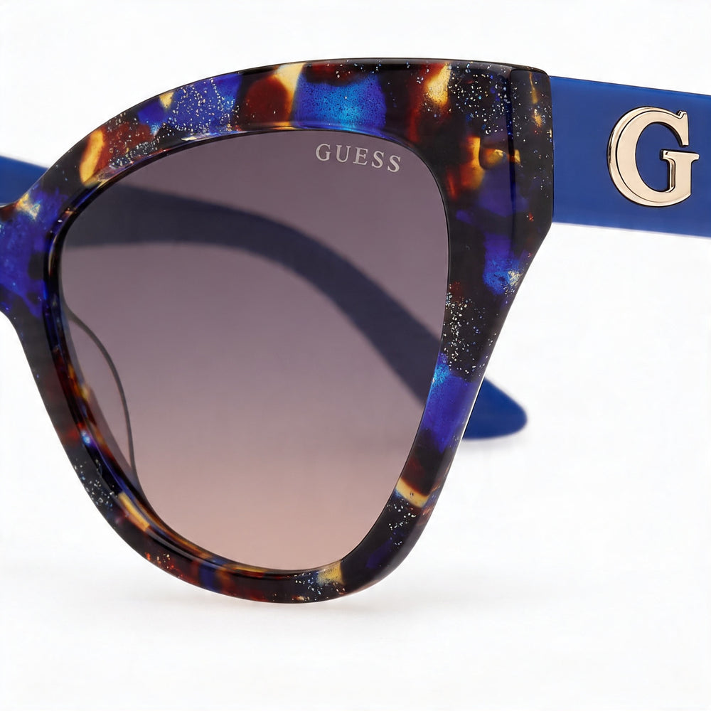 GUESS Gu00204 Women's Blue Havana Plastic Frame UV 400 Gradient Brown Lenses Sunglasses 55mm