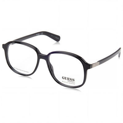 GUESS GU8255 Casual Unisex Shiny Black Full Rim Plastic Eyeglasses 53mm, Clear Demo Lenses, Prescription Ready
