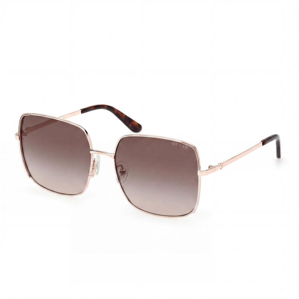 Gafas de sol GUESS GU00194 de metal brillante oro rosa degradado marrón UV 400 para mujer, 58 mm
