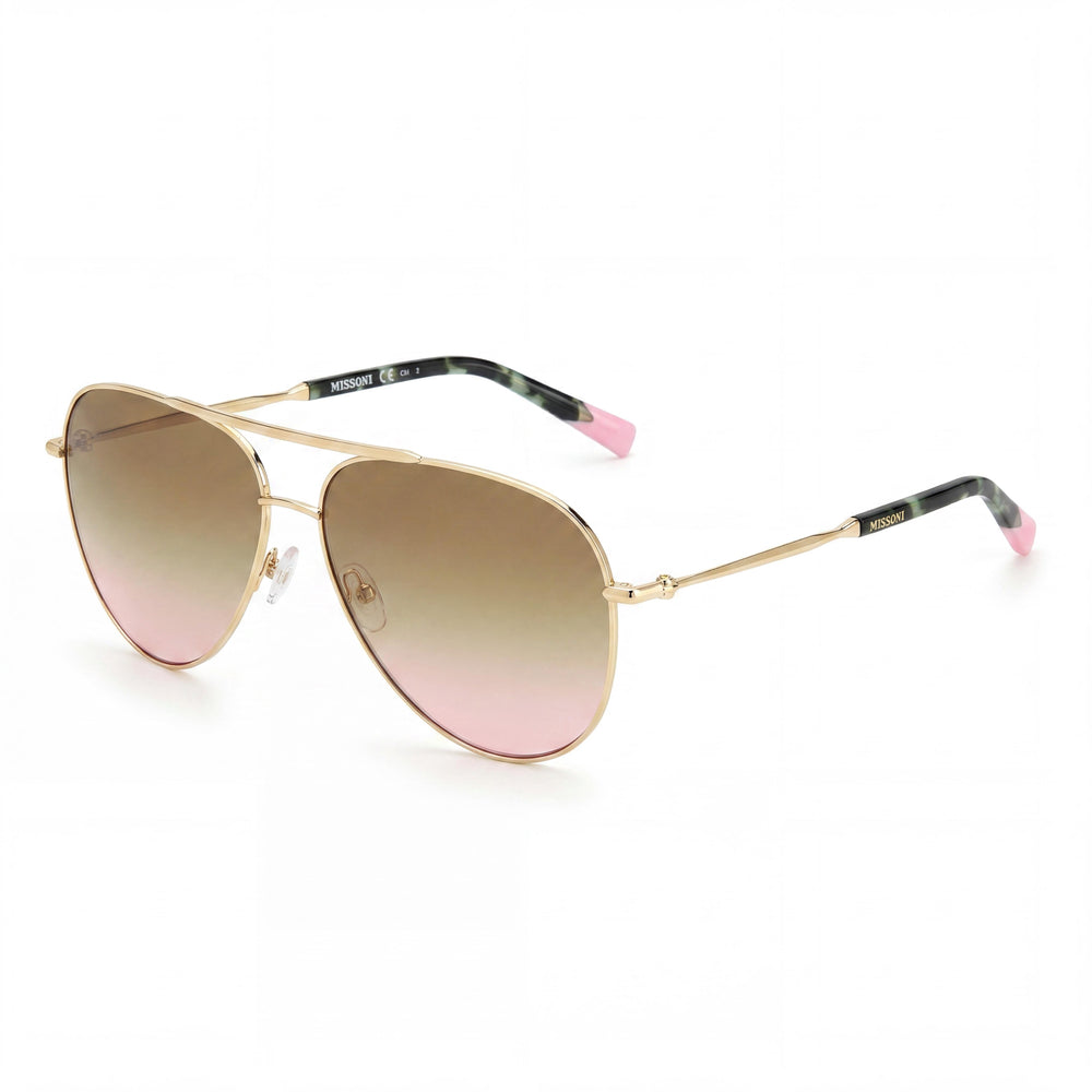 Missoni MIS 0120/S Aviador Mujer Acero Inoxidable Oro Marrón Cuerno 100% Protección UV Lentes de Policarbonato 60mm