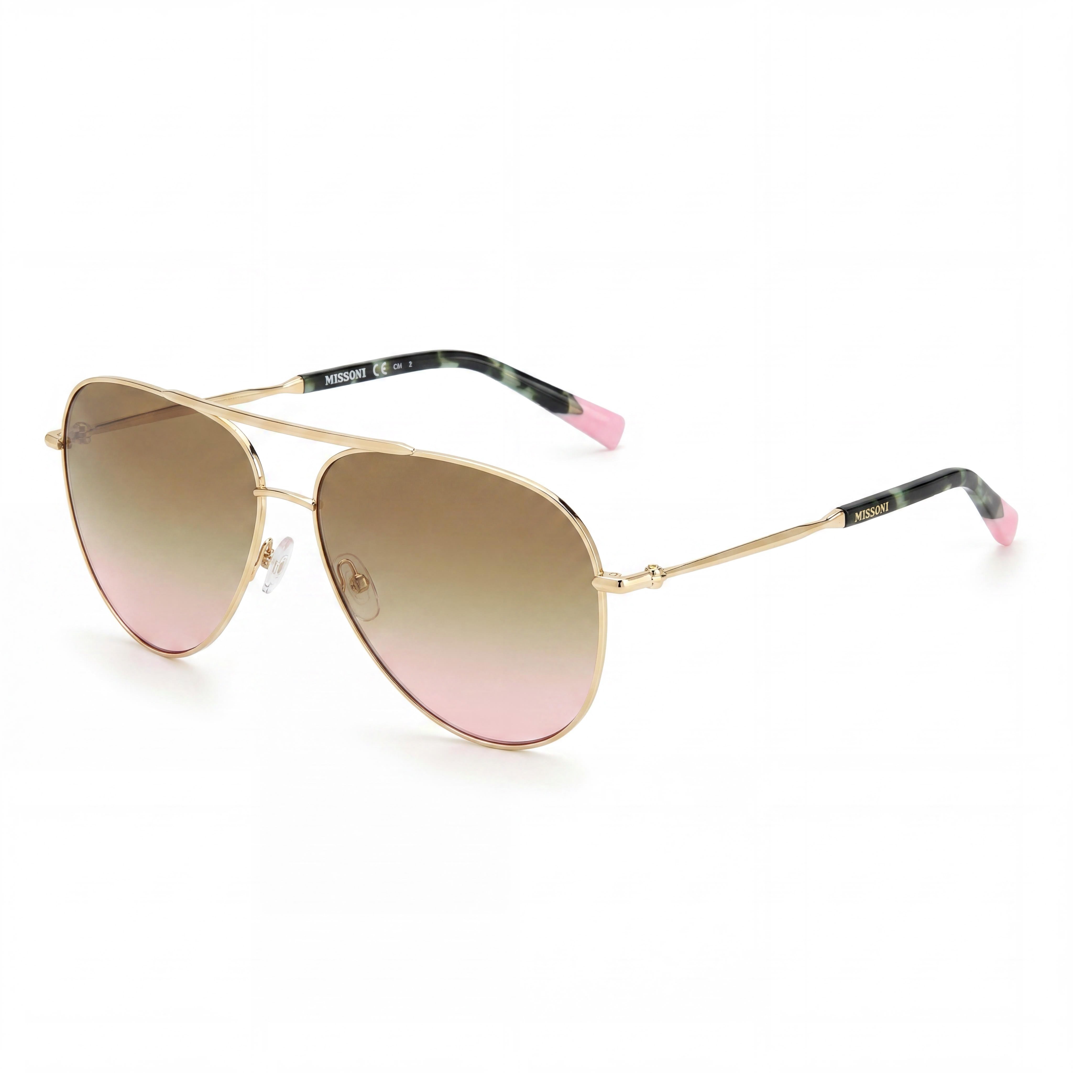 Missoni MIS 0120/S Aviador Mujer Acero Inoxidable Oro Marrón Cuerno 100% Protección UV Lentes de Policarbonato 60mm, Photo 1