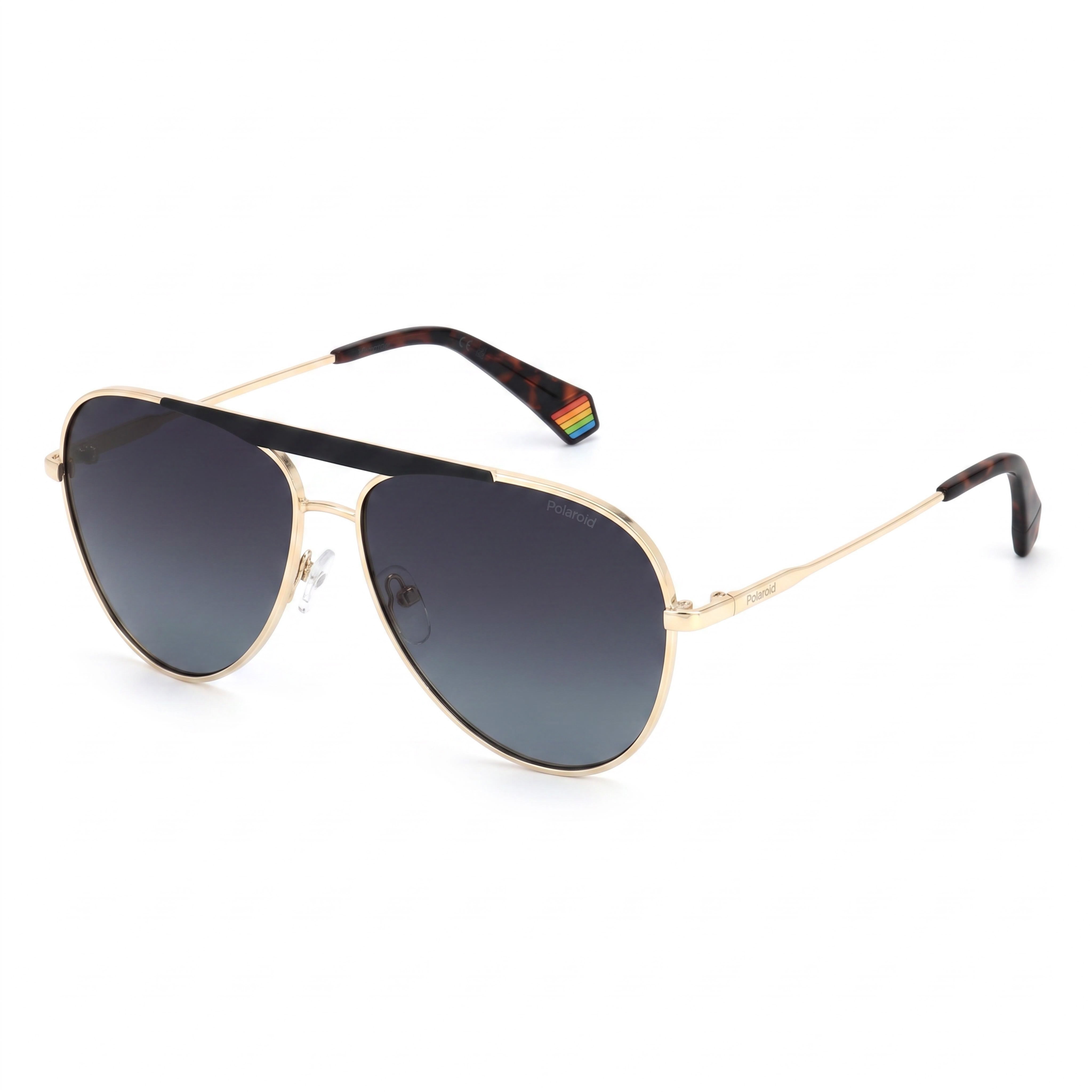 Gafas de sol unisex Polaroid Casual, color dorado, negro, aleación de acero, gris, con protección UV, 61 mm, Photo 1