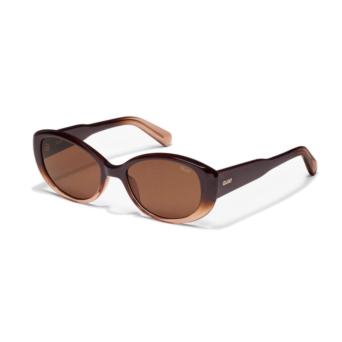 QUAY On Brand Women's Rectangular Non-Polarized Injection Sepia Ombre Brown Sunglasses 55-18-145mm, Photo 1