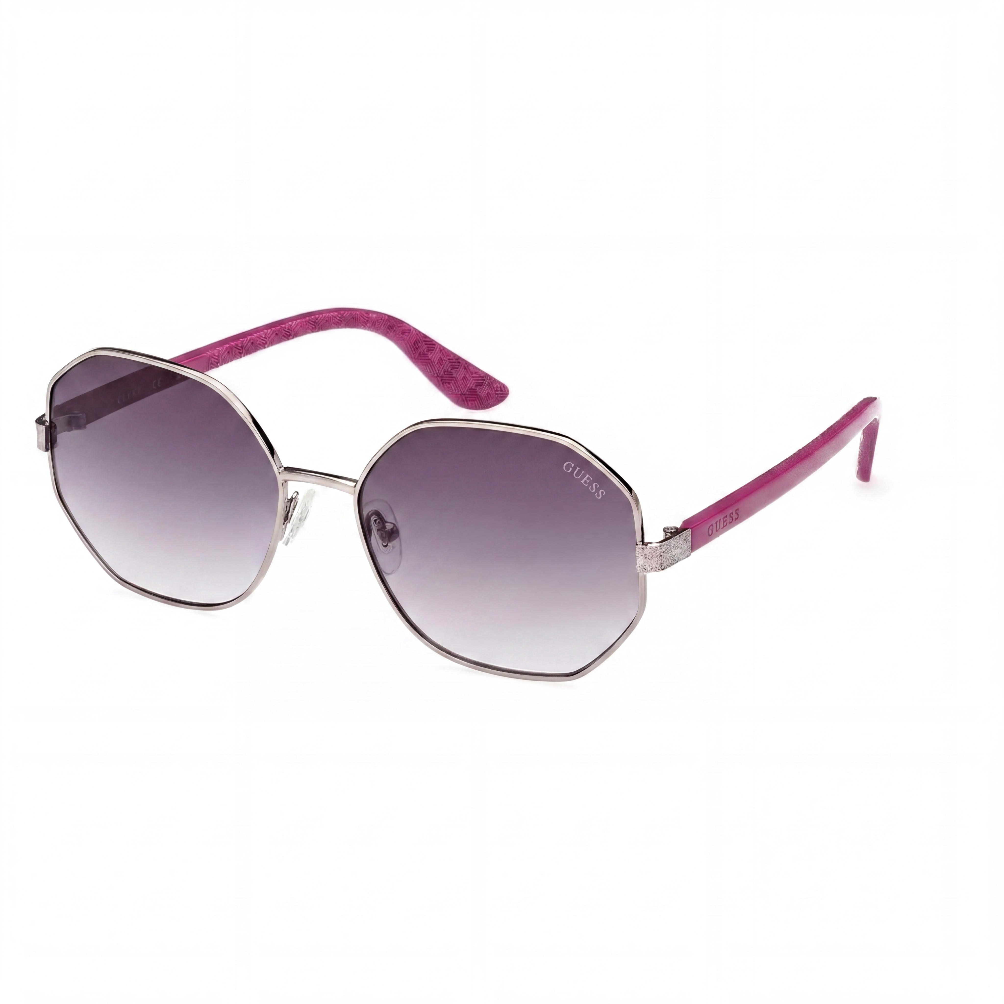 GUESS Modern Women's Light Nickeltin Metal Frame Sunglasses with Gradient Smoke Lenses and 100% UV Protection, 58mm Lens Width, Photo 1