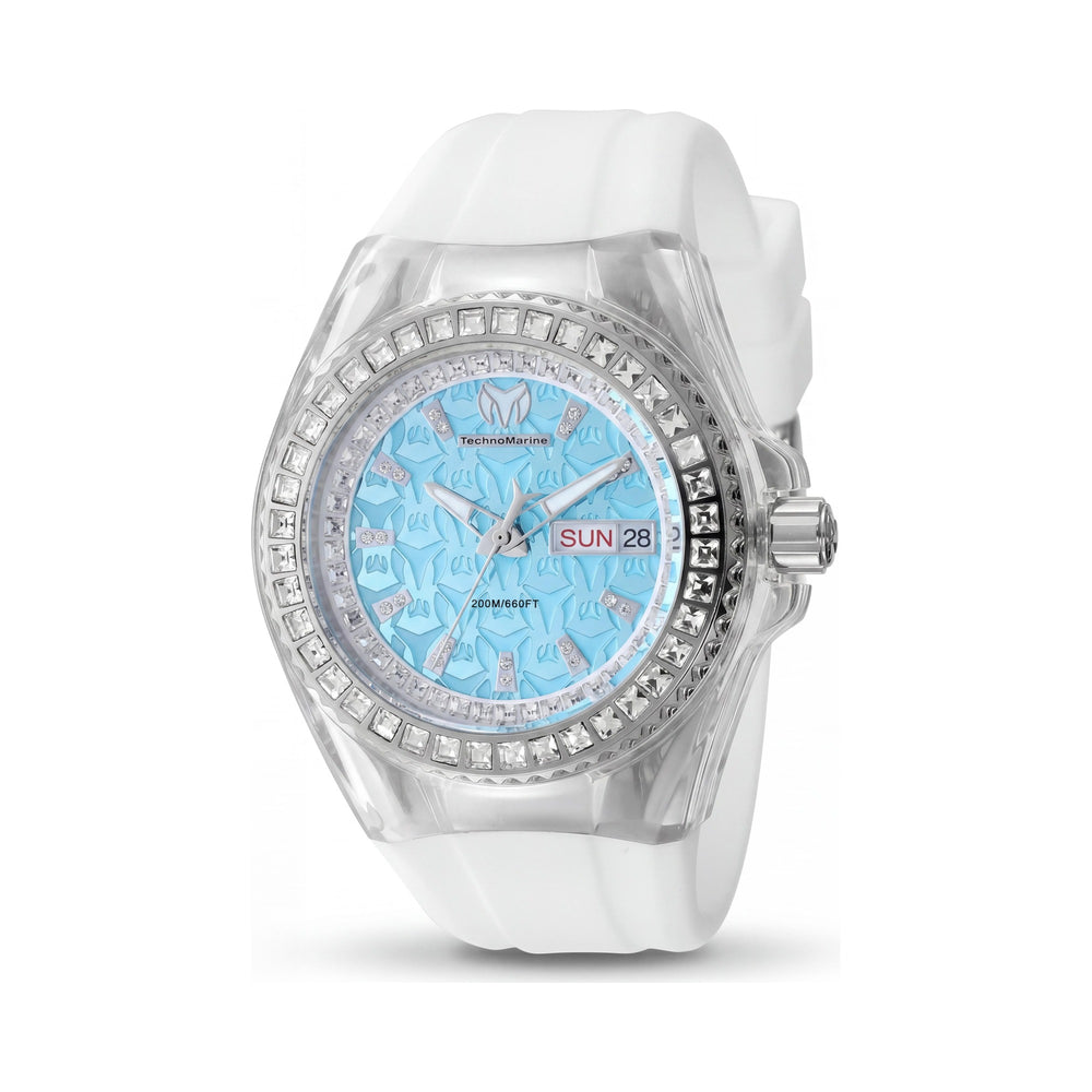 Reloj de cuarzo Technomarine Cruise TM-125039 para mujer, correa de silicona con esfera azul, caja de acero inoxidable plateada de 40 mm