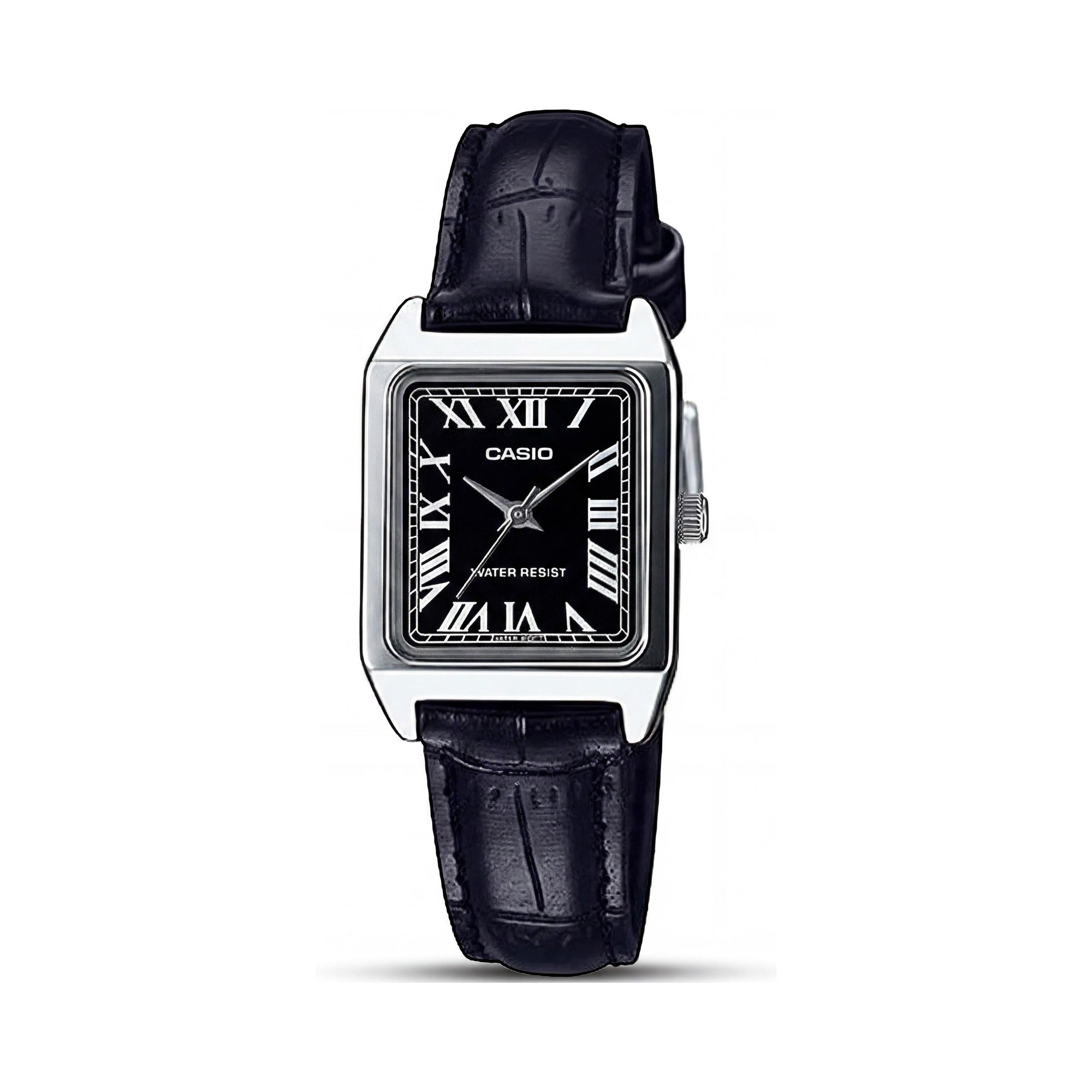 Casio Quartz Movement Women's Solar Radio Controlled Black Stainless Steel Leather Watch 22mm, Photo 1