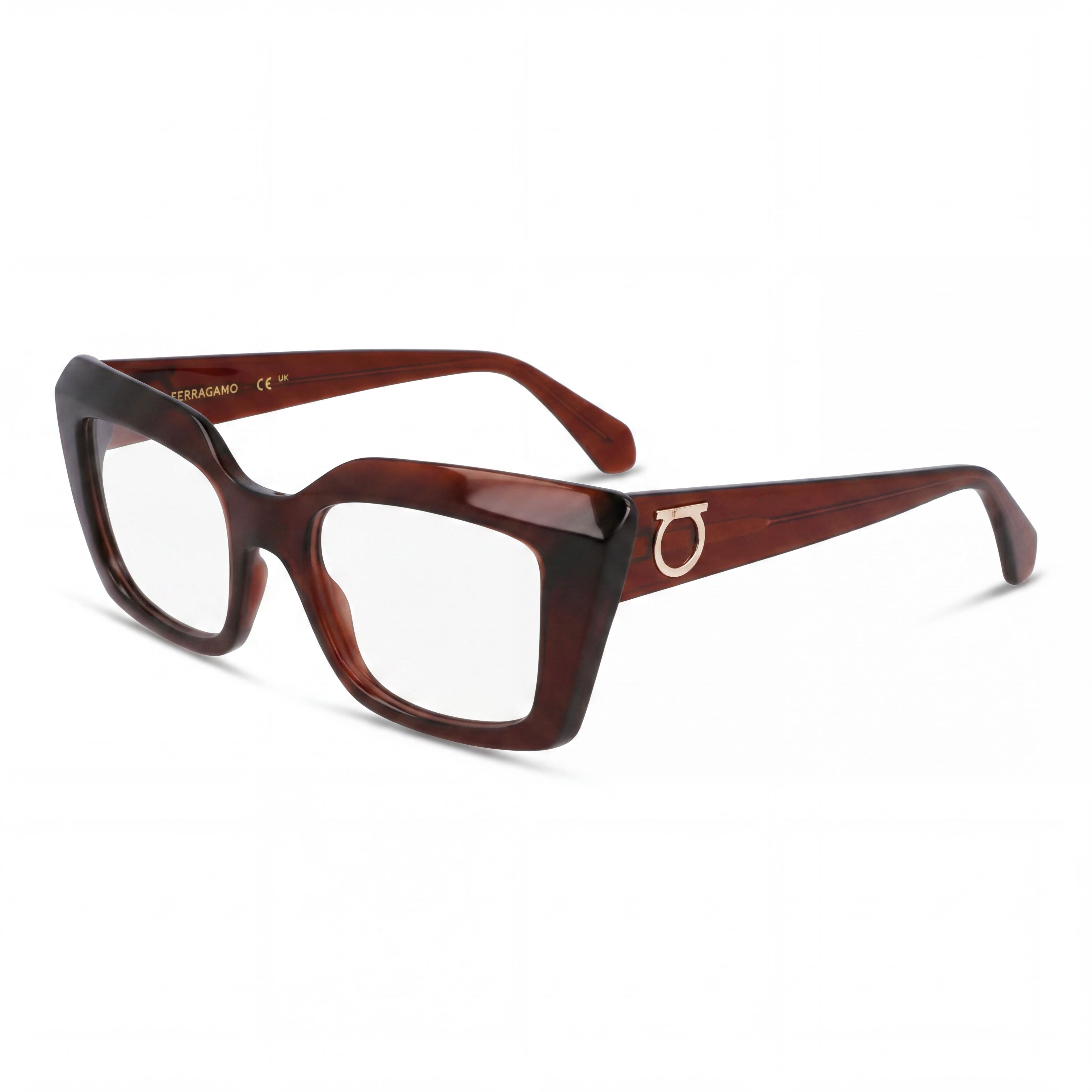 Gafas Ferragamo Sf3008 para mujer, montura de acetato marrón transparente con lentes transparentes 50mm, Photo 1