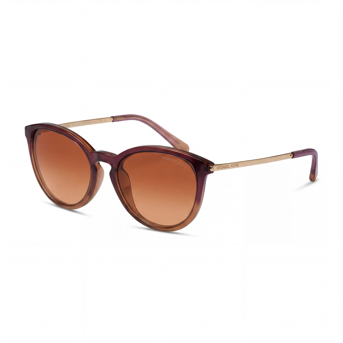 Michael Kors 2080u Chamonix Women's Round Plastic UV Protection Sunglasses Dusty Rose Light Brown/Purple Amber Gradient 56mm, Photo 1