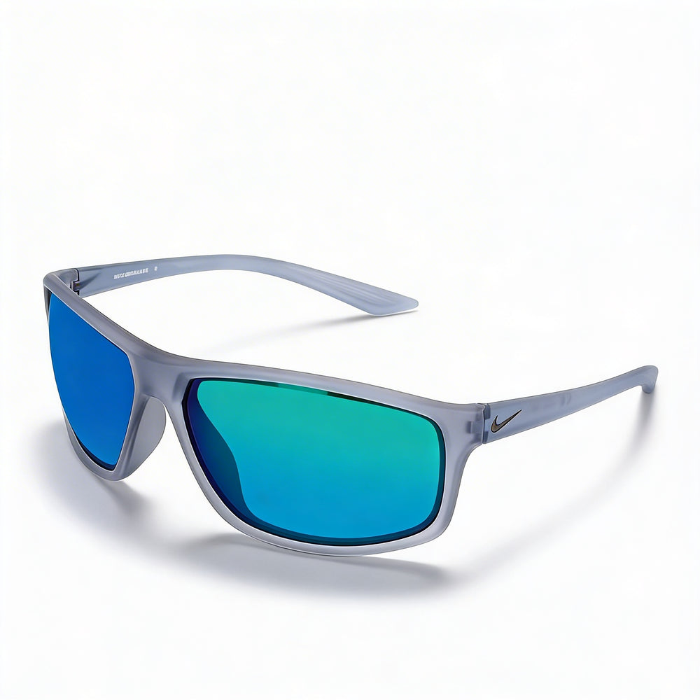 Nike Adrenaline M EV1113 Unisex Matte Wolf Grey Nylon Wrap Green Mirror Non-Polarized 100% UV Sunglasses 66mm