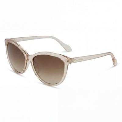 Gafas de sol Calvin Klein Ck19536s con montura de plástico y diseño de ojo de gato para mujer, color beige cristal, 55 mm, protección UV