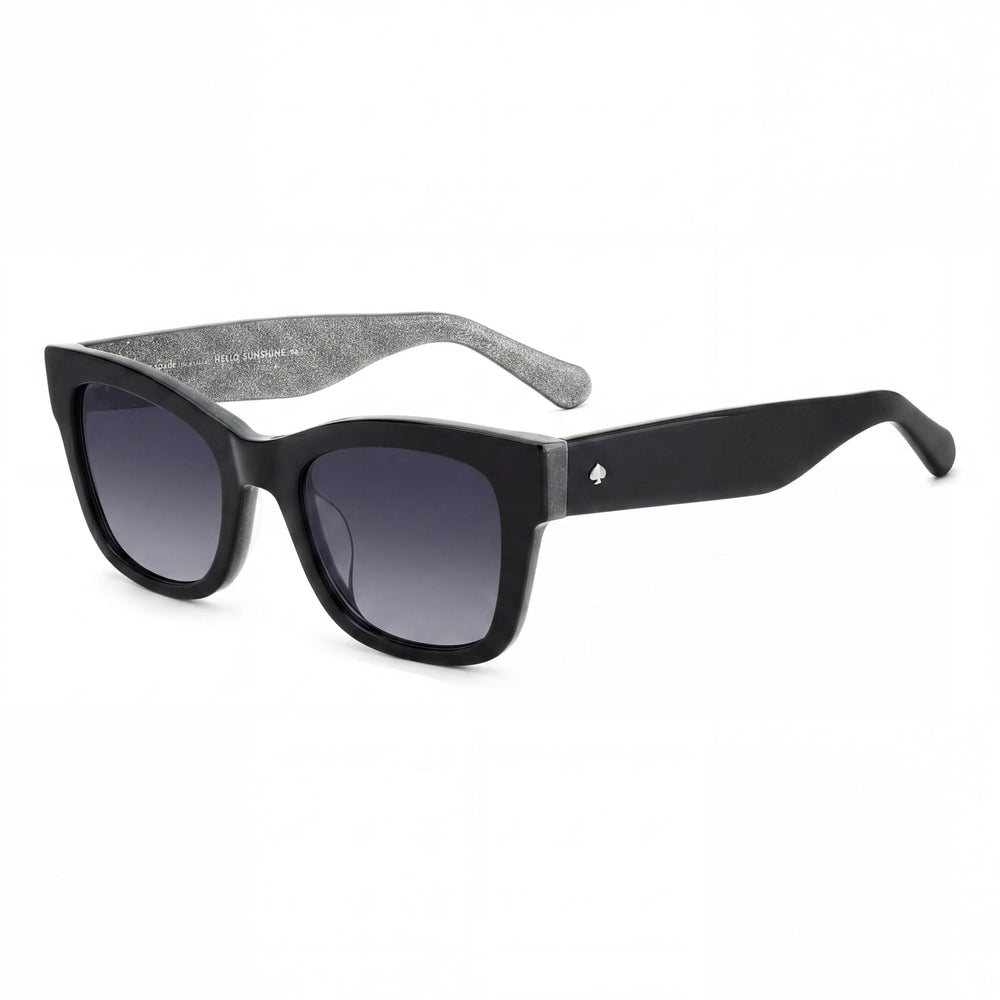 kate spade new york Gafas de sol informales de plástico con protección UV para mujer, no polarizadas, color negro con purpurina gris, 50 mm