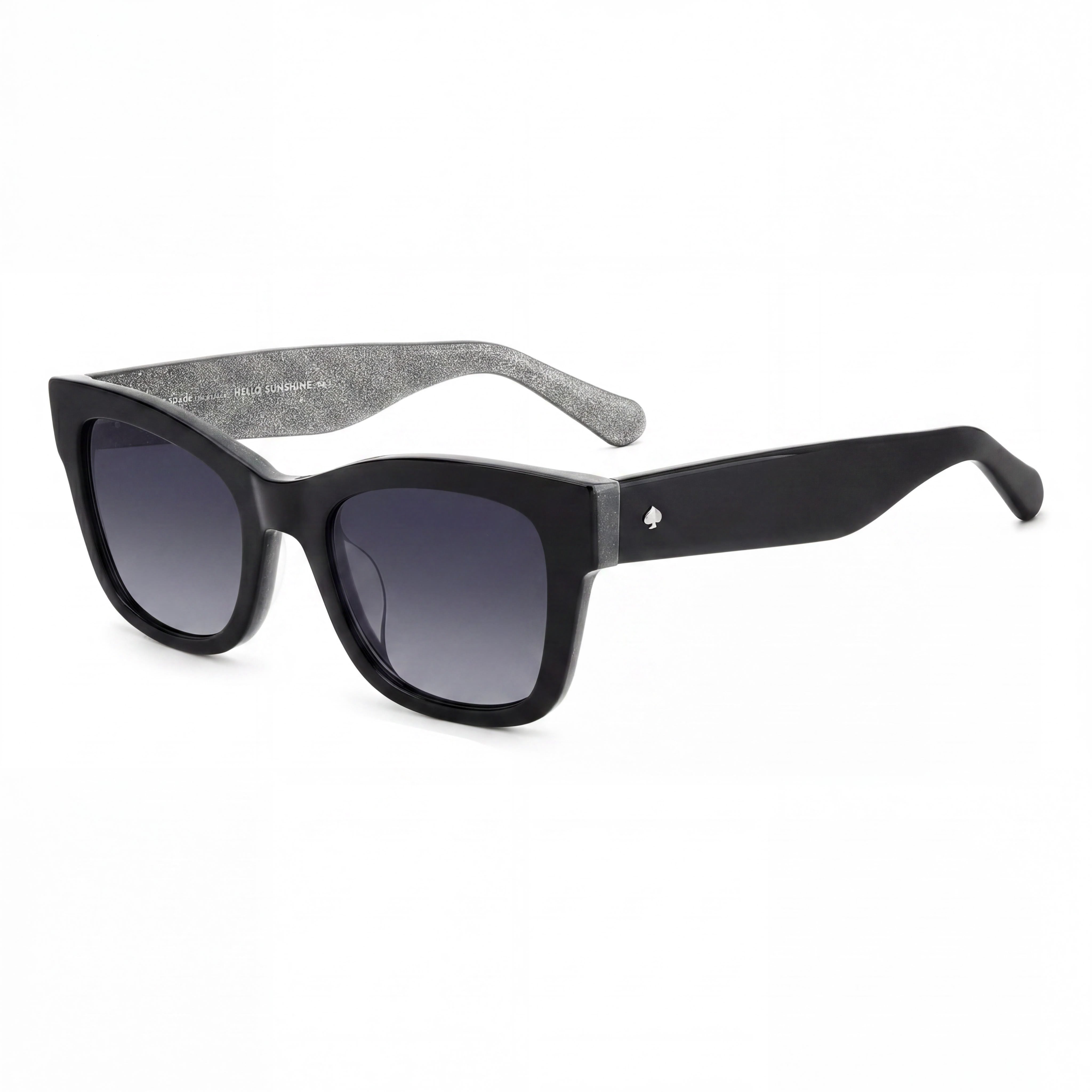 kate spade new york Gafas de sol informales de plástico con protección UV para mujer, no polarizadas, color negro con purpurina gris, 50 mm, Photo 1