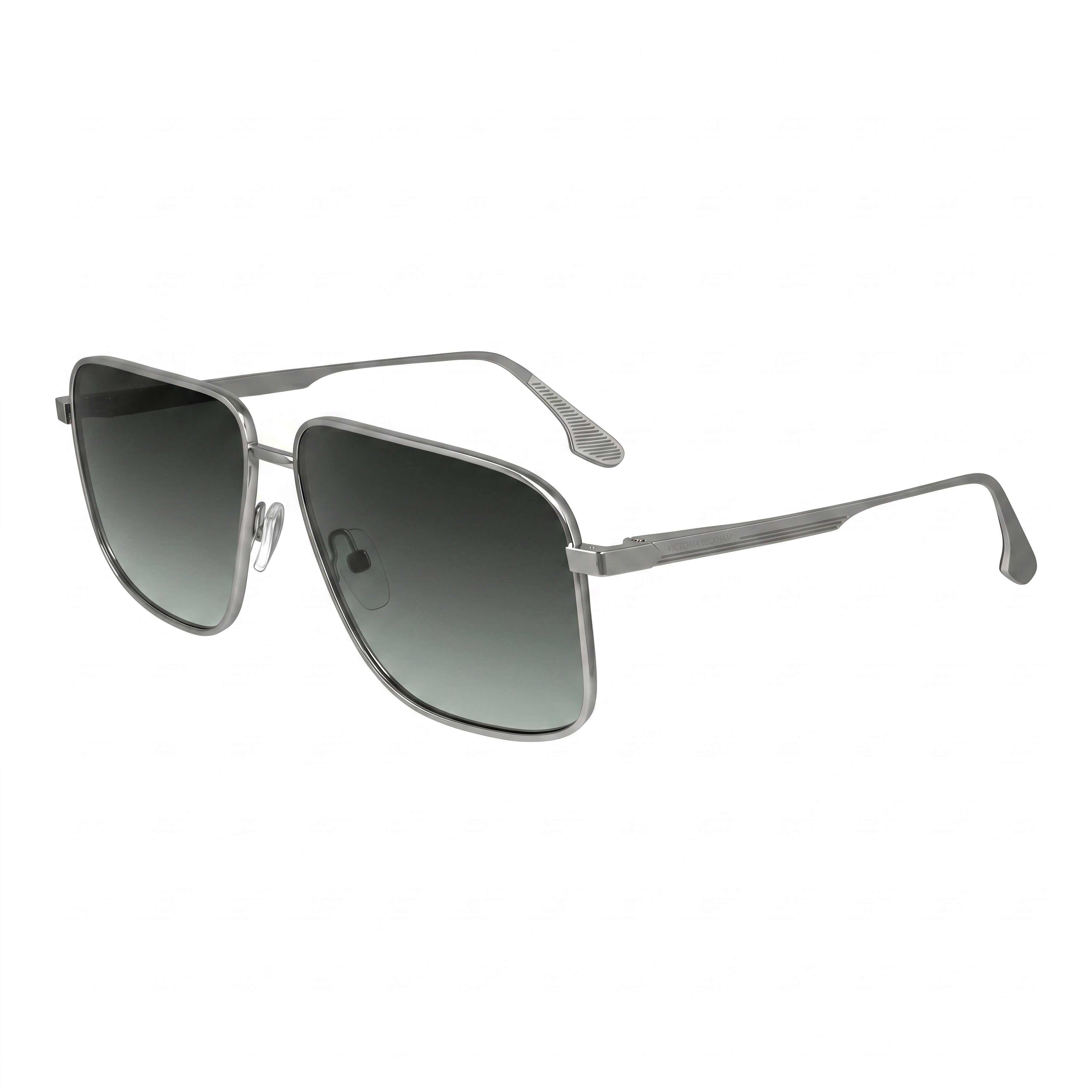 Victoria Beckham VB243S Modern Women's Metallo Frame Sunglasses with Silver Green Gradient Lenses, UV Protection, 57mm, Photo 1